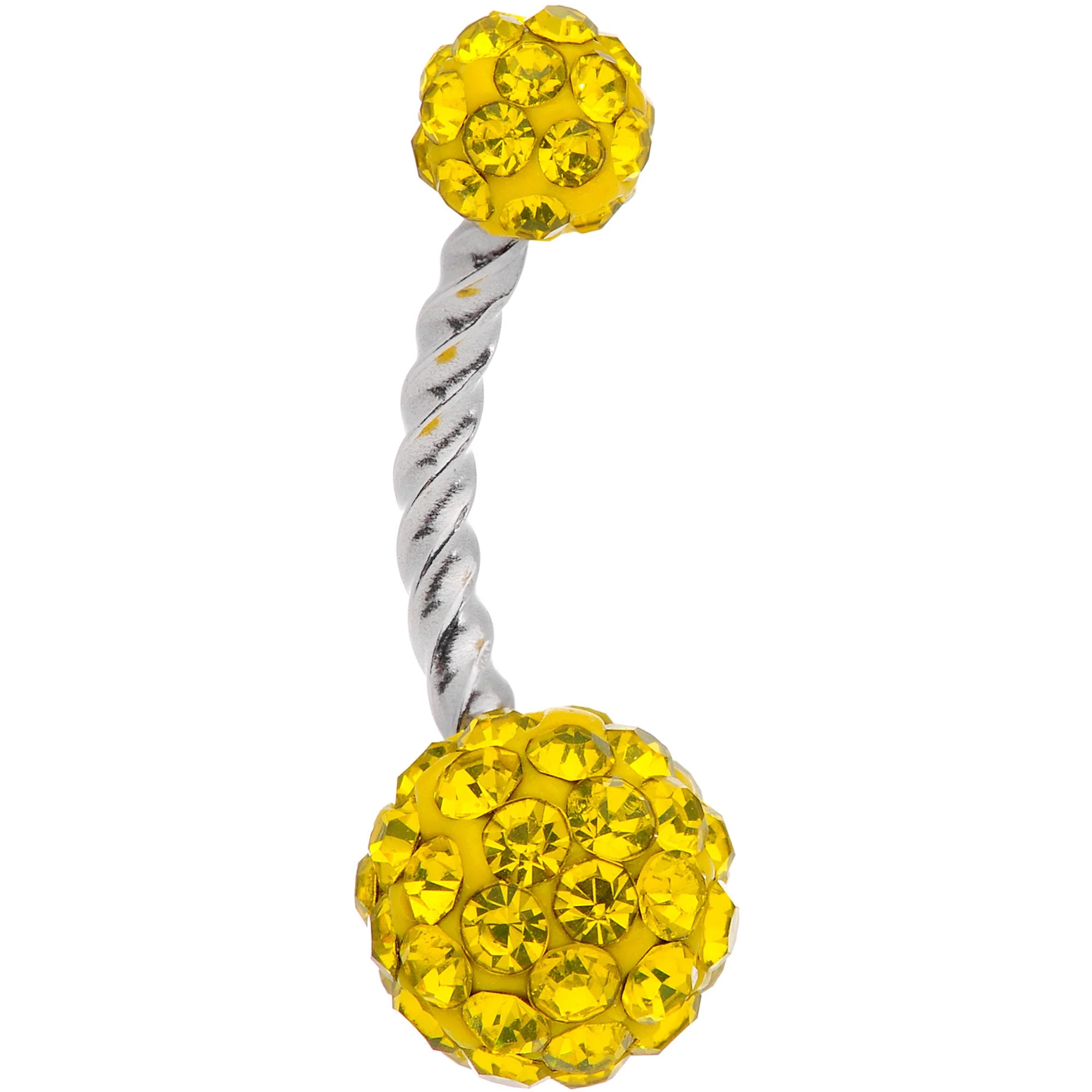 Clear Yellow Gem Gold Tone Thoroughly Twisted Belly Ring Set of 3 - Image 3