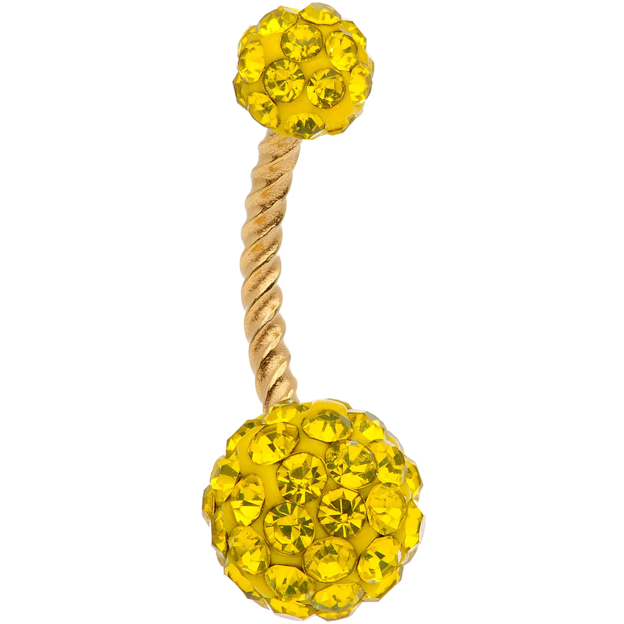 Clear Yellow Gem Totally Twisted Belly Ring Set of 4 - Image 3