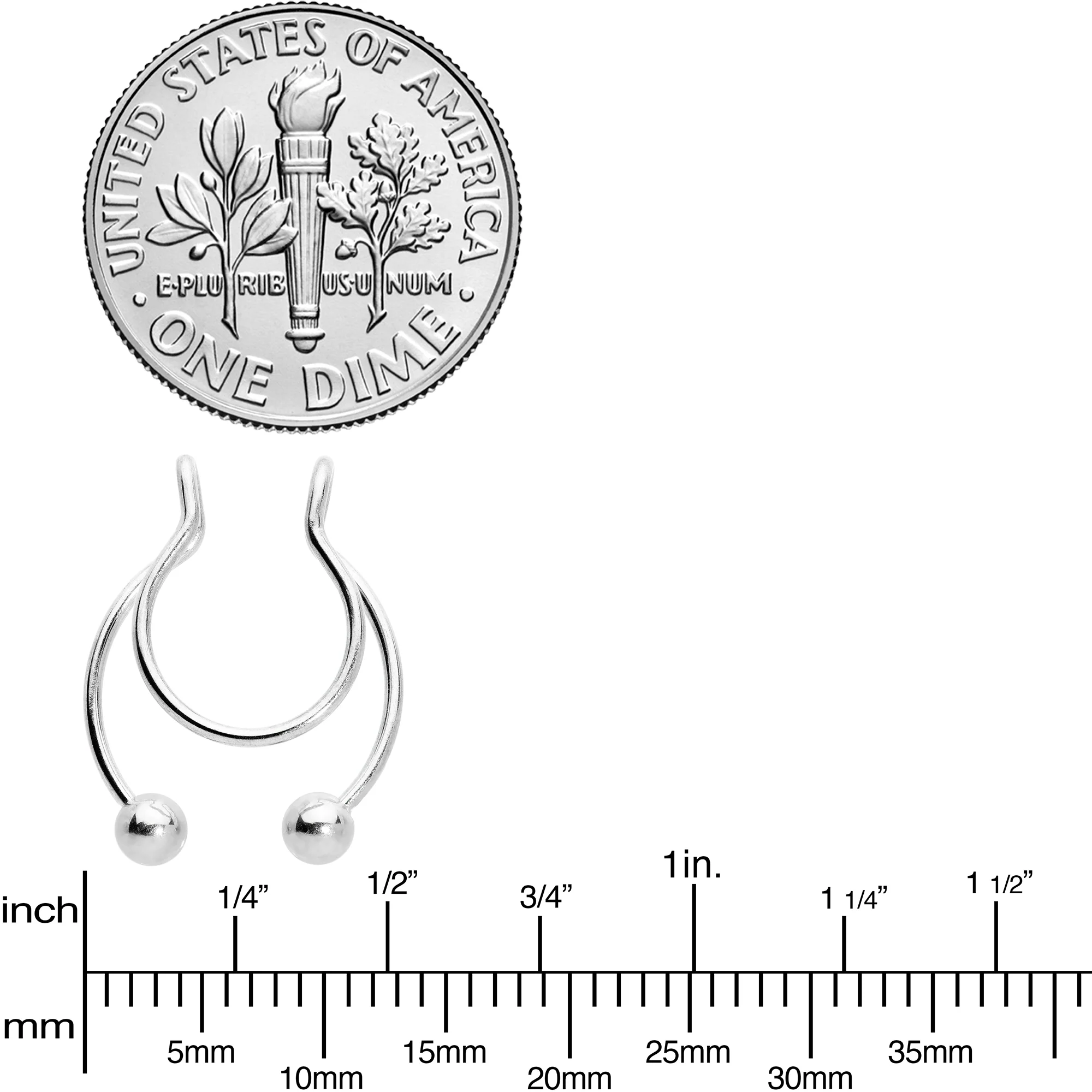 Horseshoe Ball Fake Septum Ring Nipple and Clip on Earring - Image 5