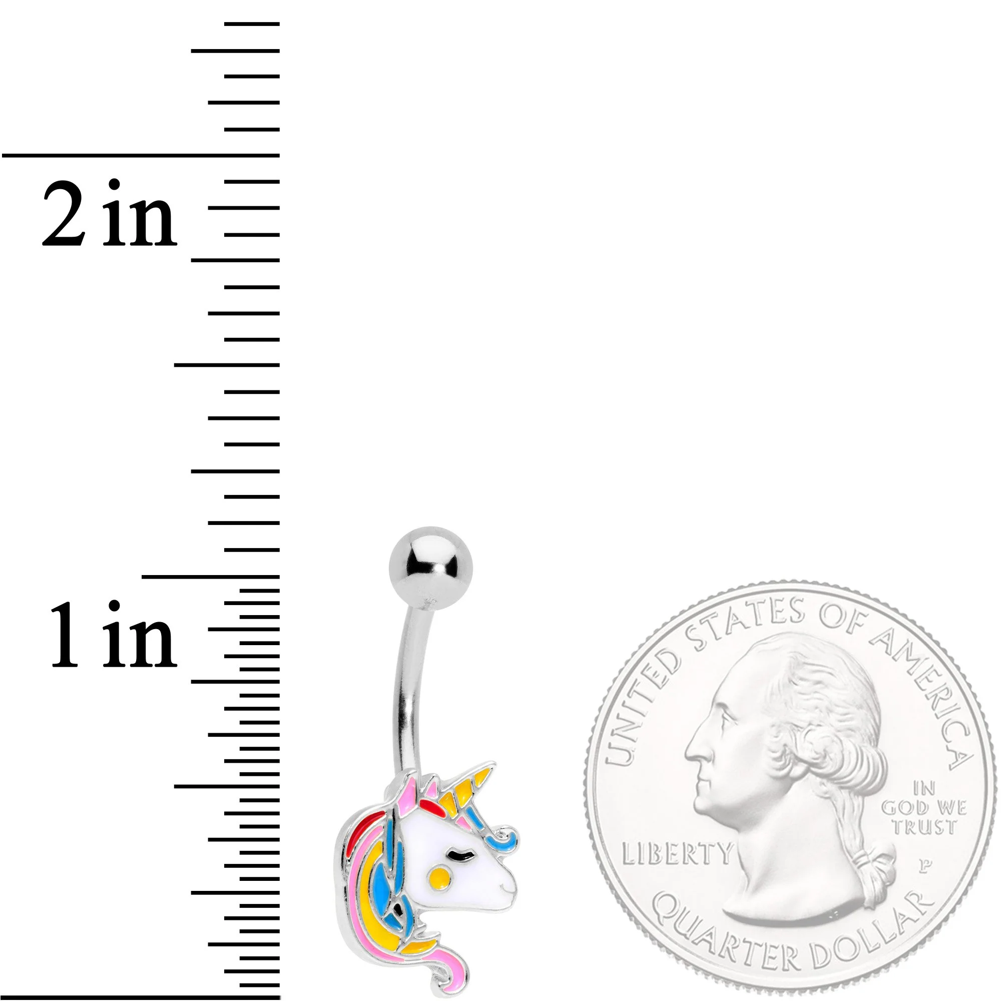 Color Swirl 80s Retro Unicorn Belly Ring - Image 2