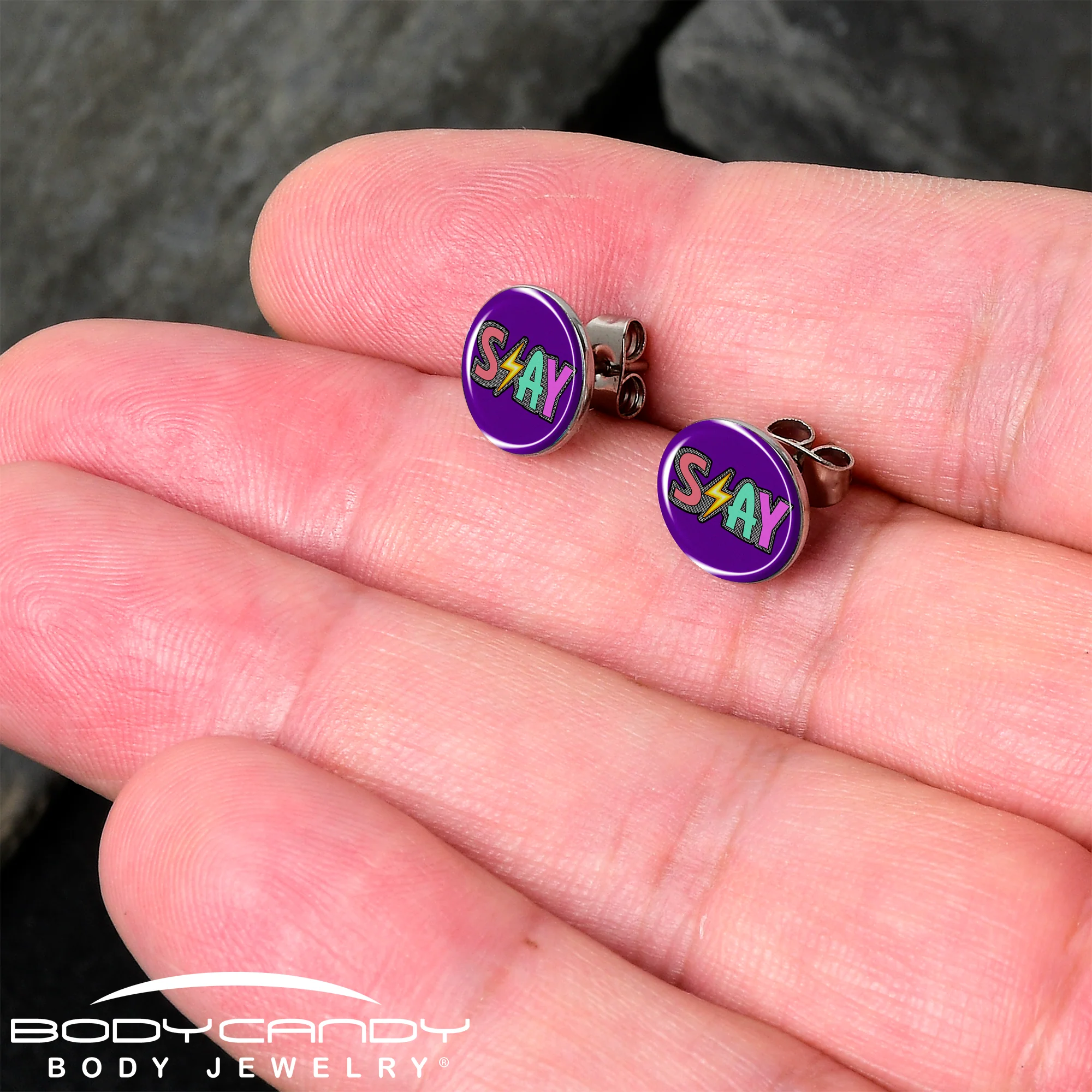 Colorful Lighting SLAY Stud Earrings by Onyx O - Image 2