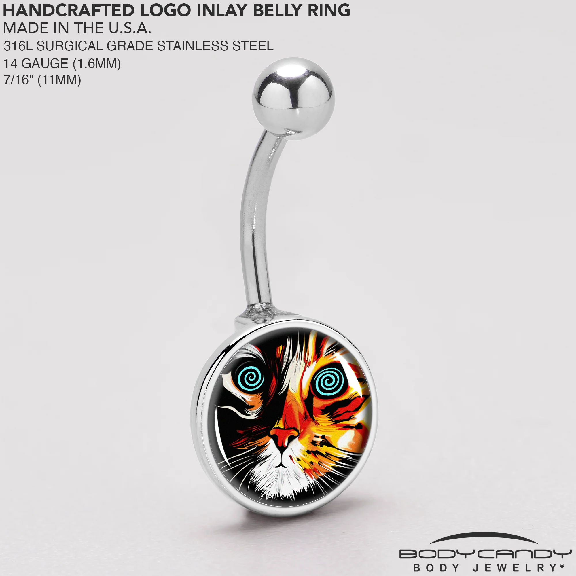 Colorful Trippy Cat Belly Ring by Onyx O - Image 5