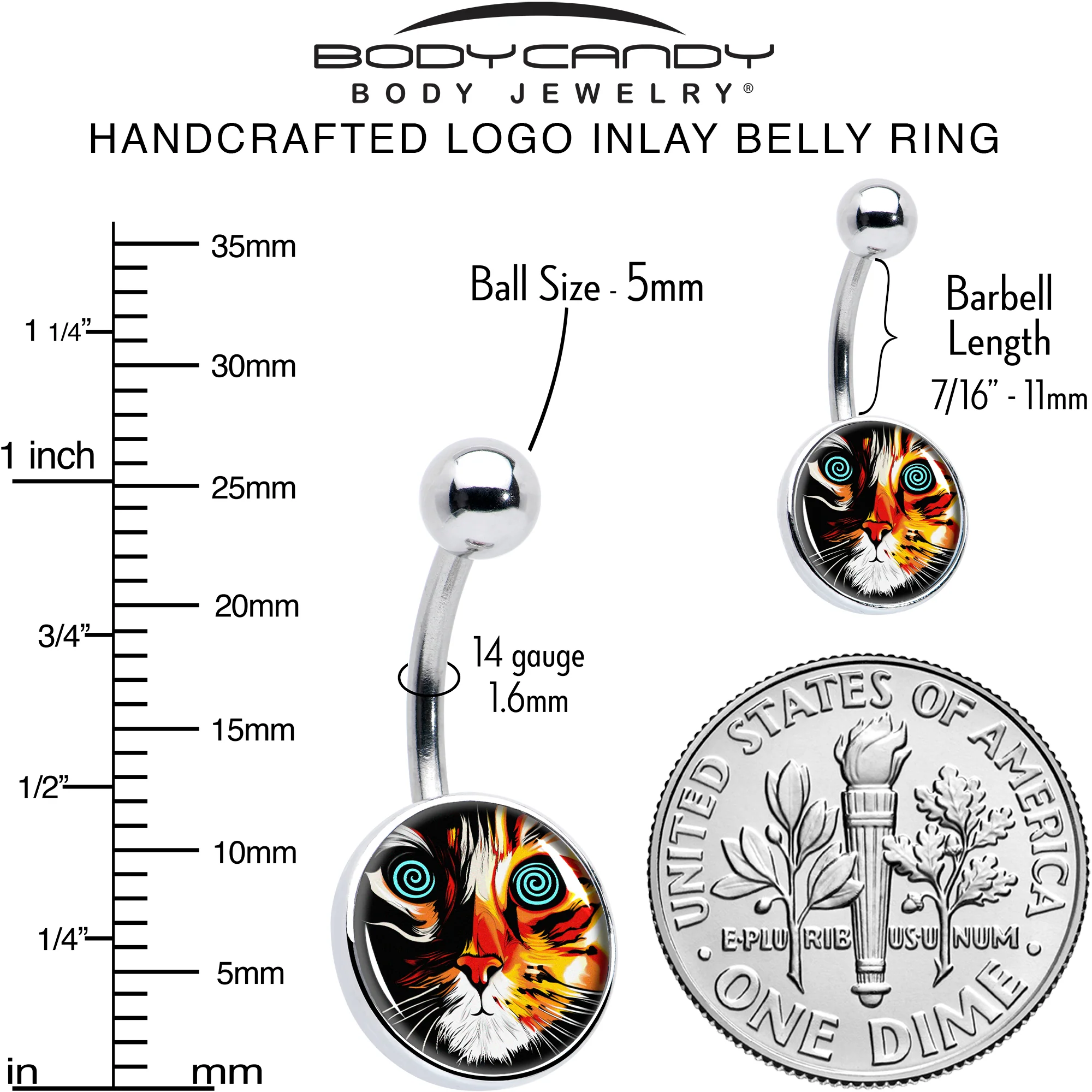 Colorful Trippy Cat Belly Ring by Onyx O - Image 6