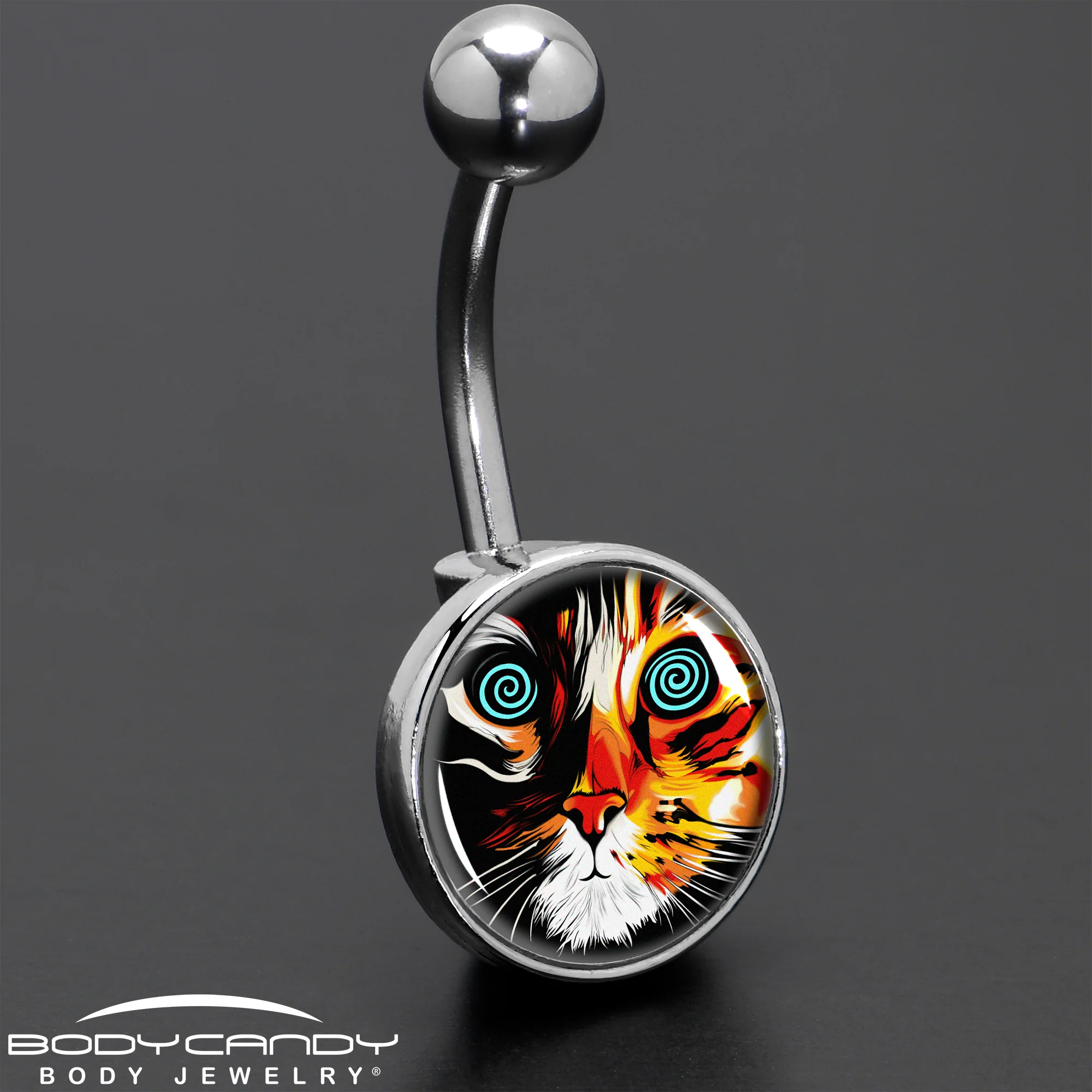 Colorful Trippy Cat Belly Ring by Onyx O - Image 7