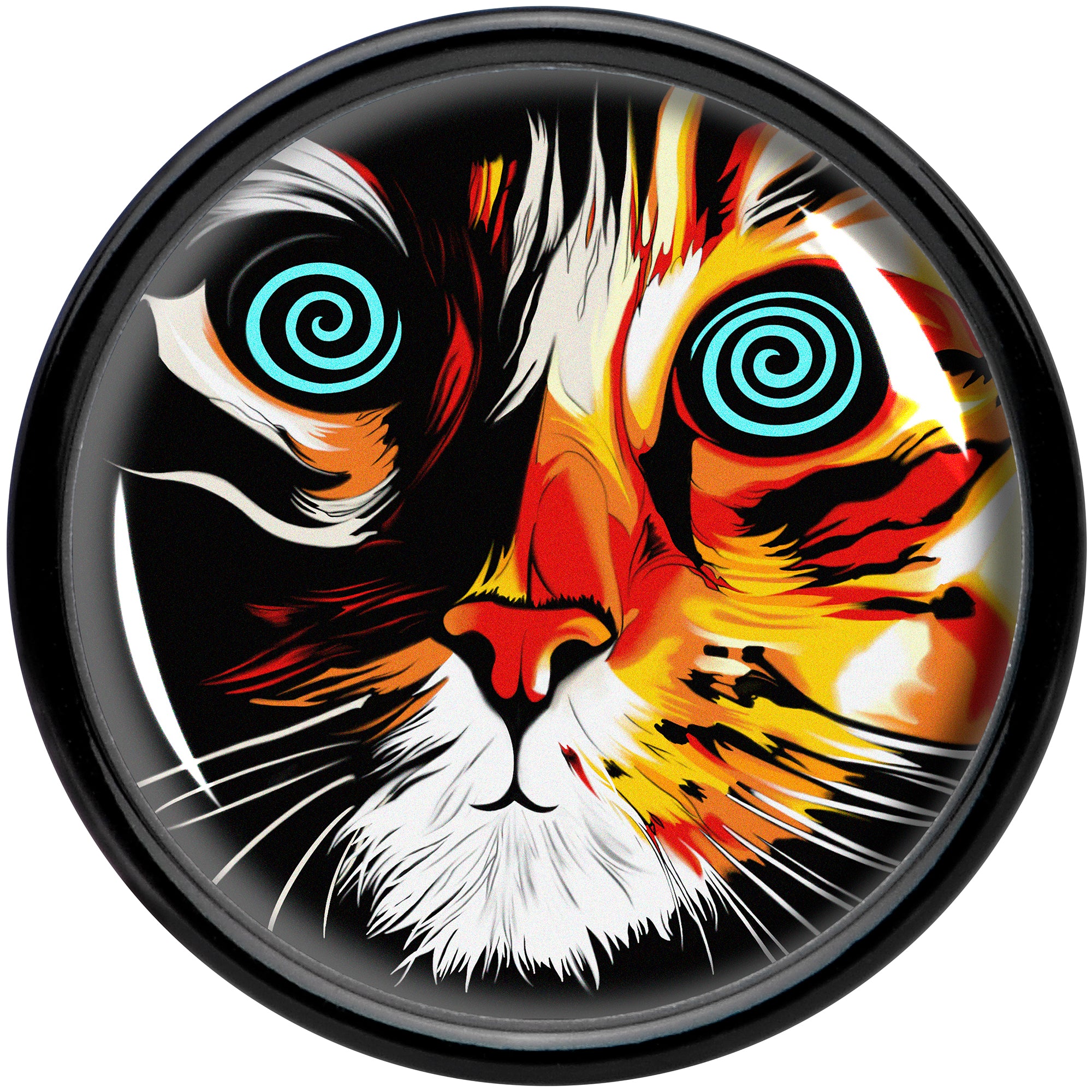 Colorful Trippy Cat Black Acrylic Saddle Plug Set 8mm to 20mm by Onyx O - Image 4