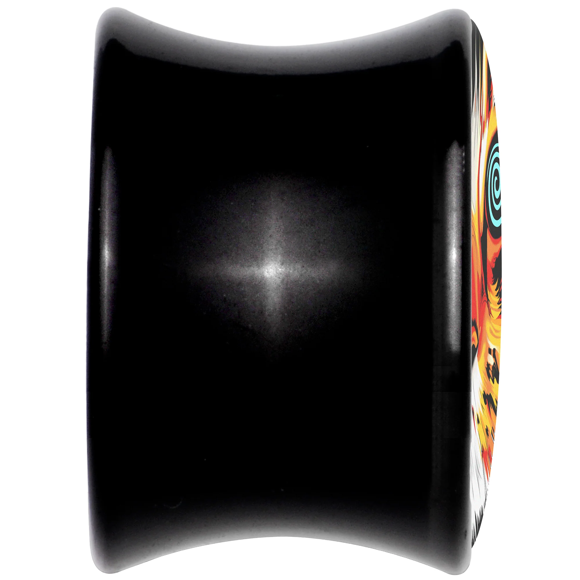 Colorful Trippy Cat Black Acrylic Saddle Plug Set 8mm to 20mm by Onyx O - Image 5