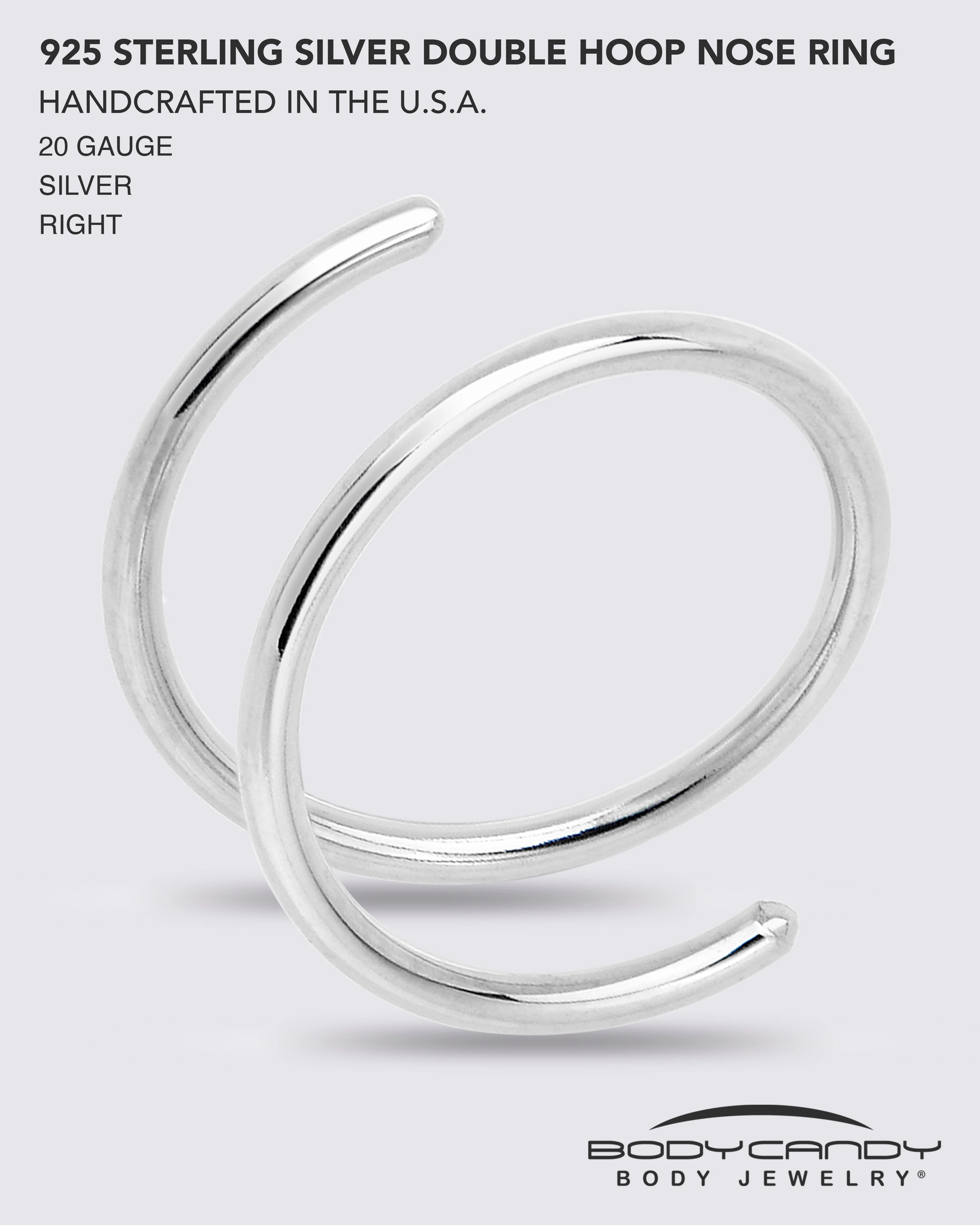 Double Hoop Nose 925 Sterling Silver Spiral Nose Ring 20G 8mm Right - Image 7