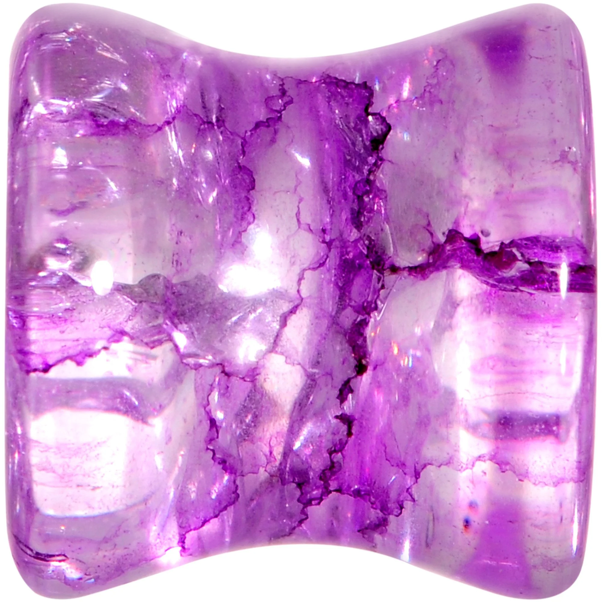 Cosmic Violet Shattered Glass Saddle Plug Set 6mm to 16mm - Image 4