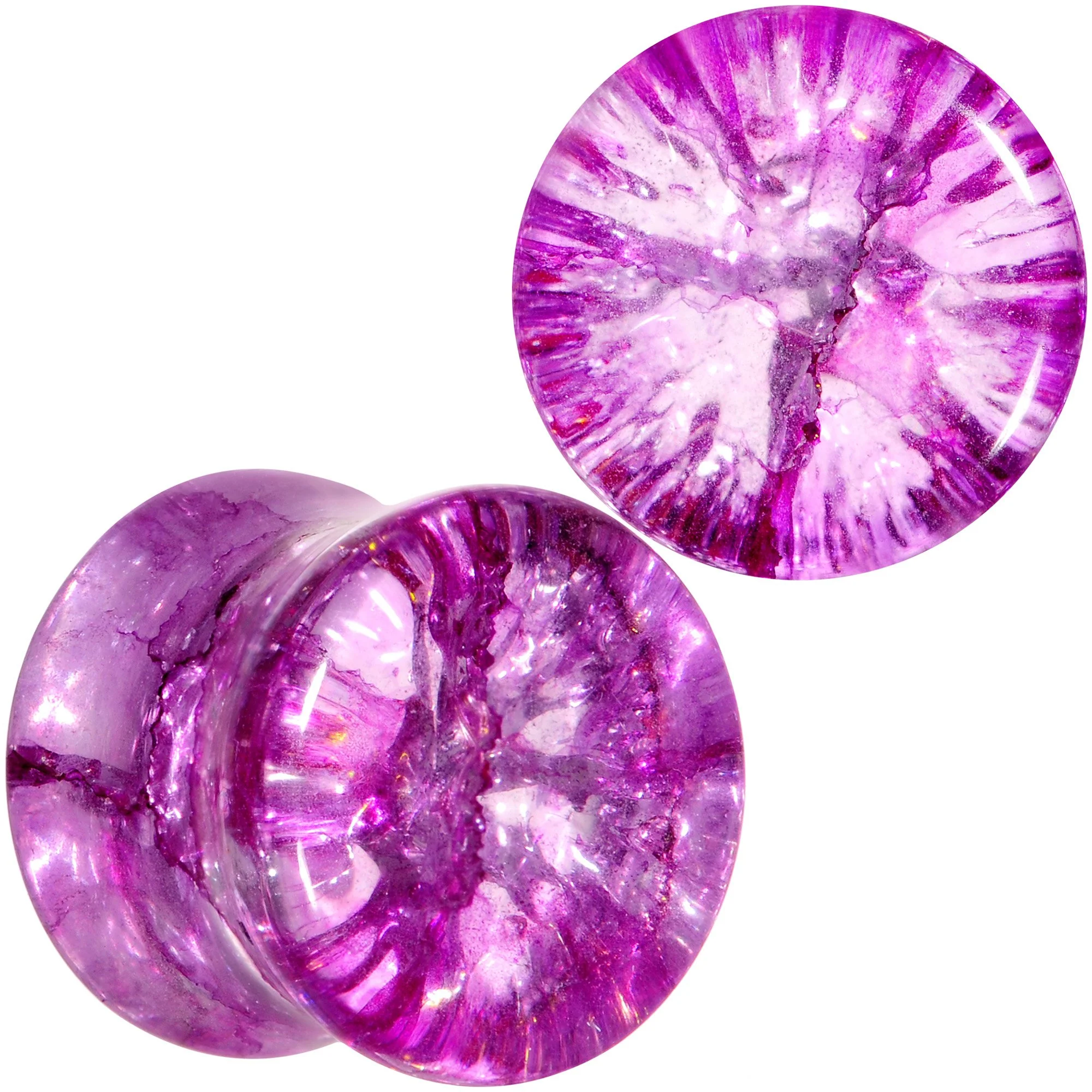 Cosmic Violet Shattered Glass Saddle Plug Set 6mm to 16mm - Image 5