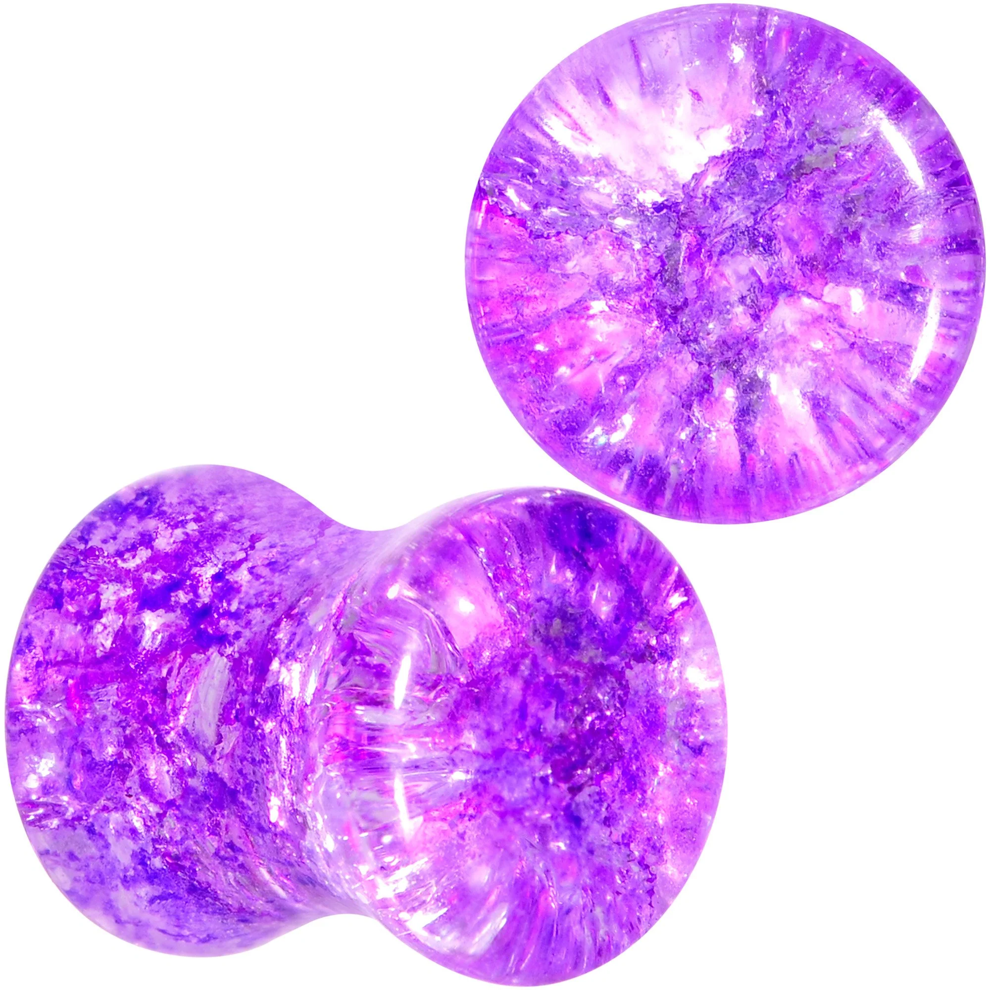 Cosmic Violet Shattered Glass Saddle Plug Set 6mm to 16mm - Image 6