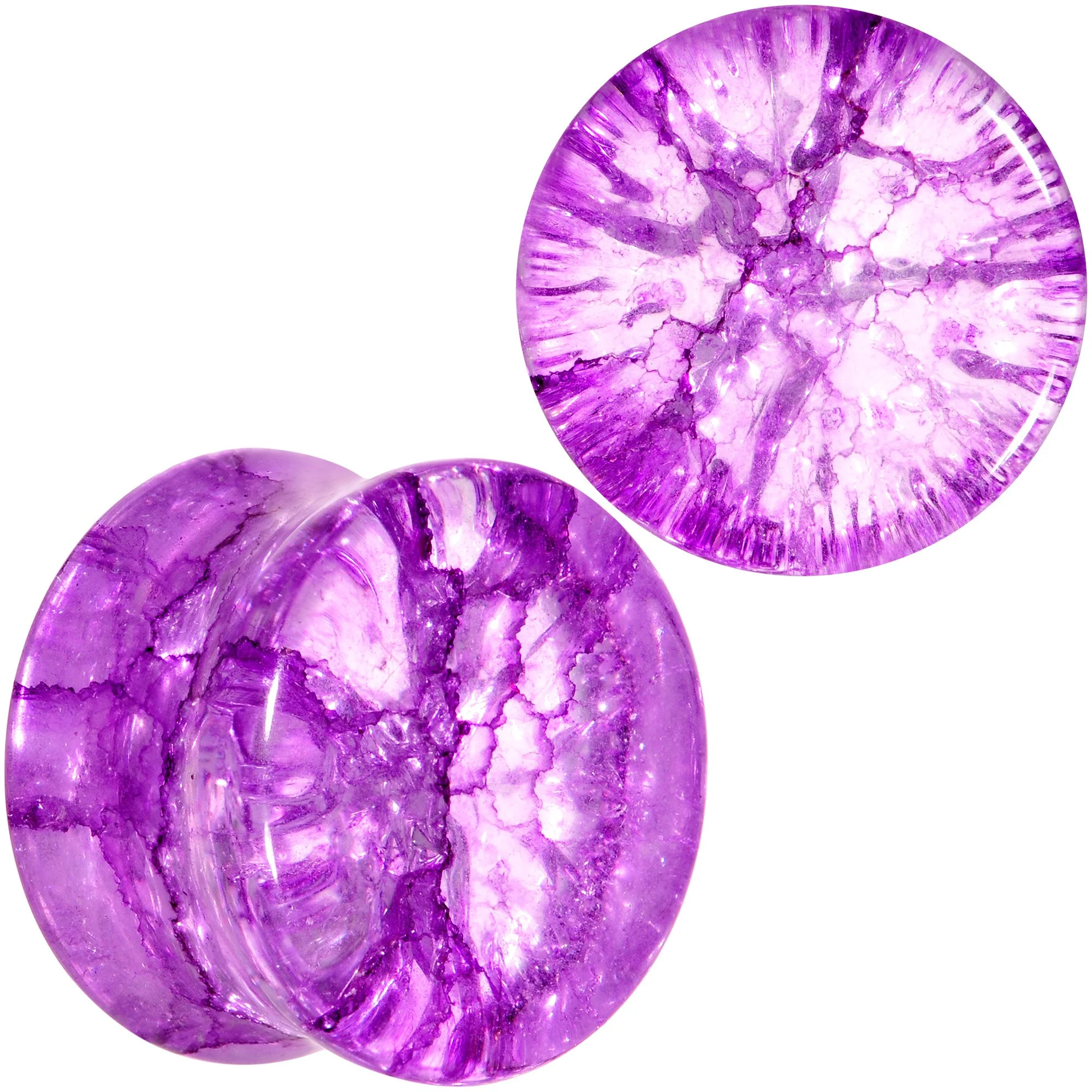 Cosmic Violet Shattered Glass Saddle Plug Set 6mm to 16mm - Image 8