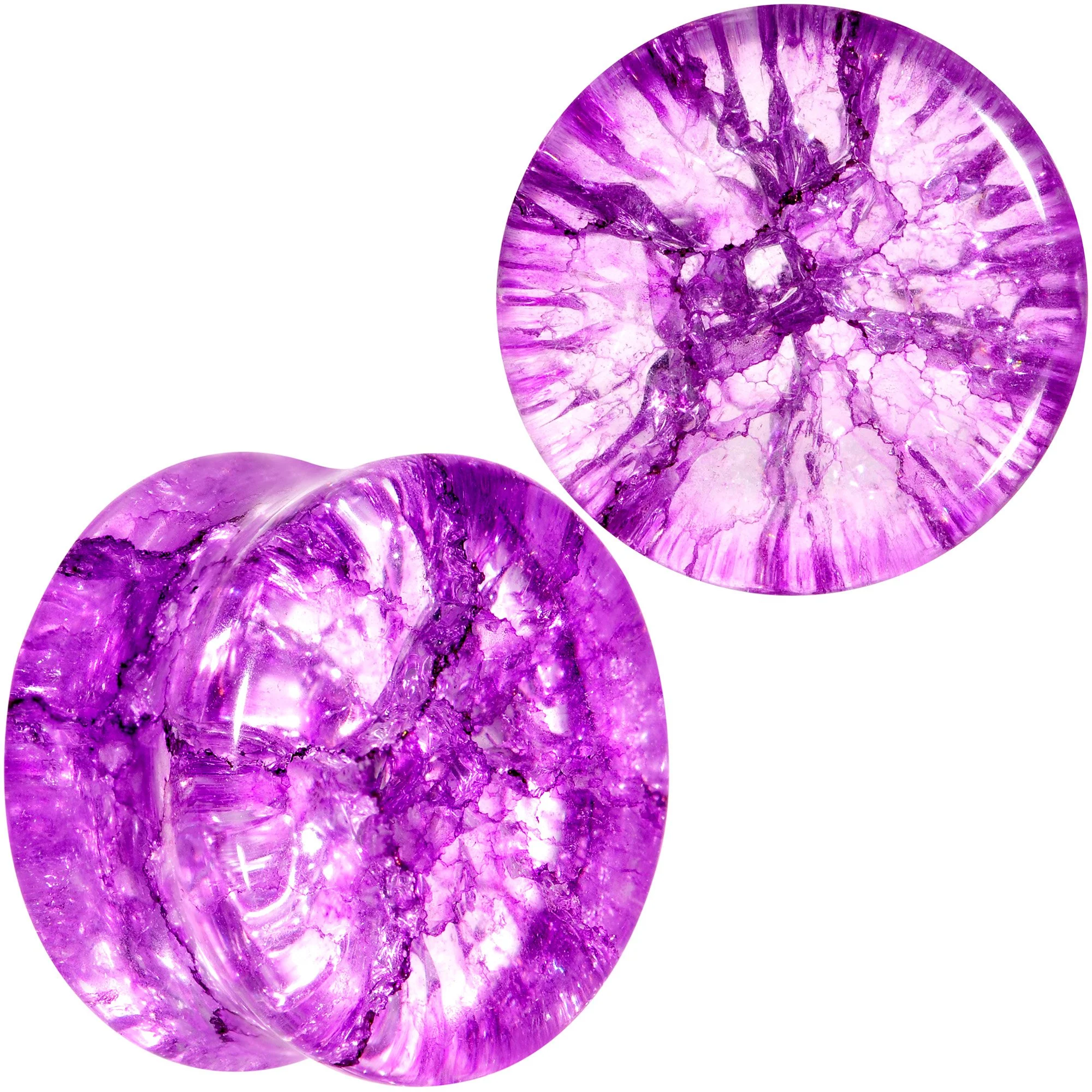 Cosmic Violet Shattered Glass Saddle Plug Set 6mm to 16mm - Image 9