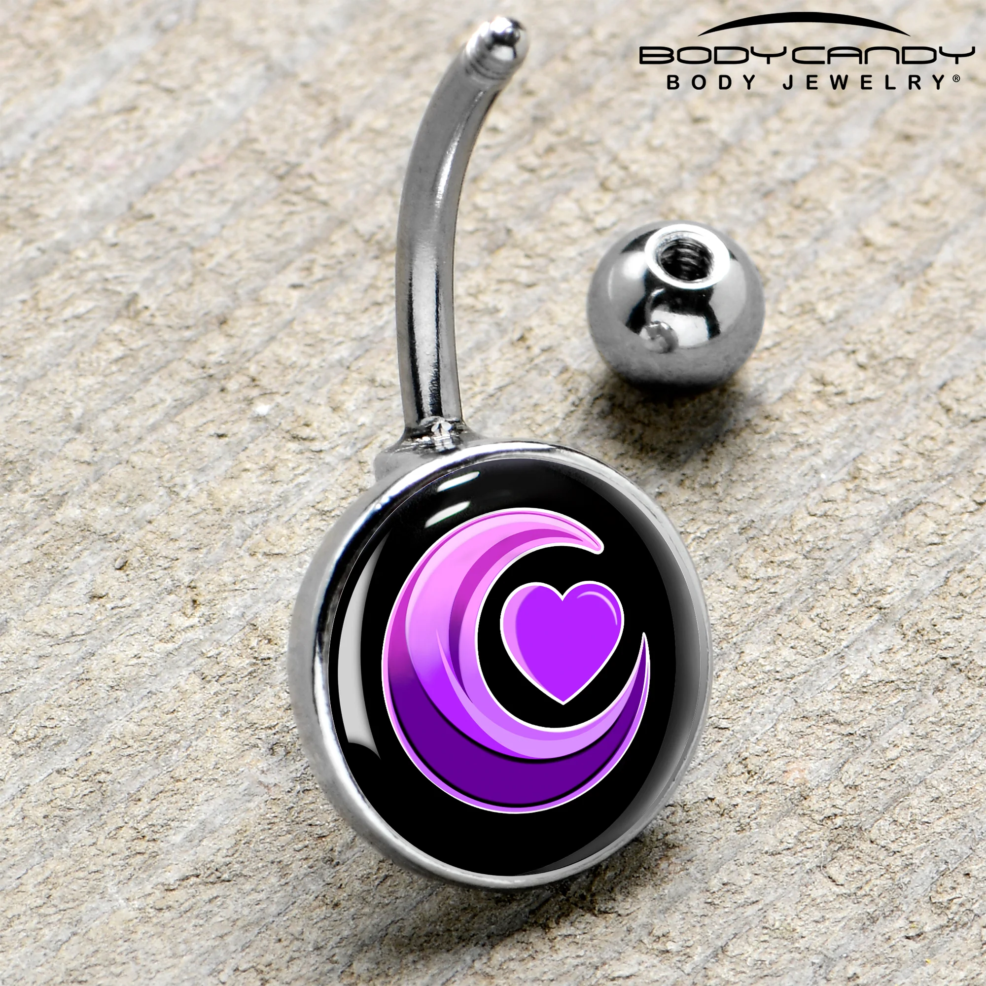Crescent Moon Heart Belly Ring by Onyx O - Image 4