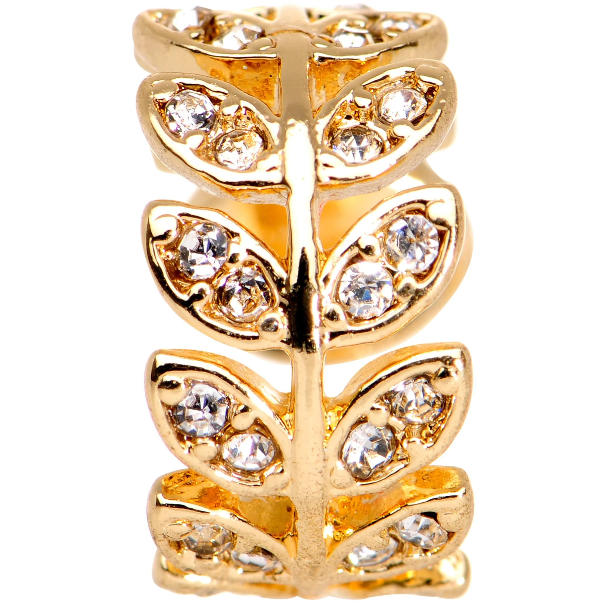 Clear Gem Crown of Leaves Adjustable Ear Cuff - Image 2