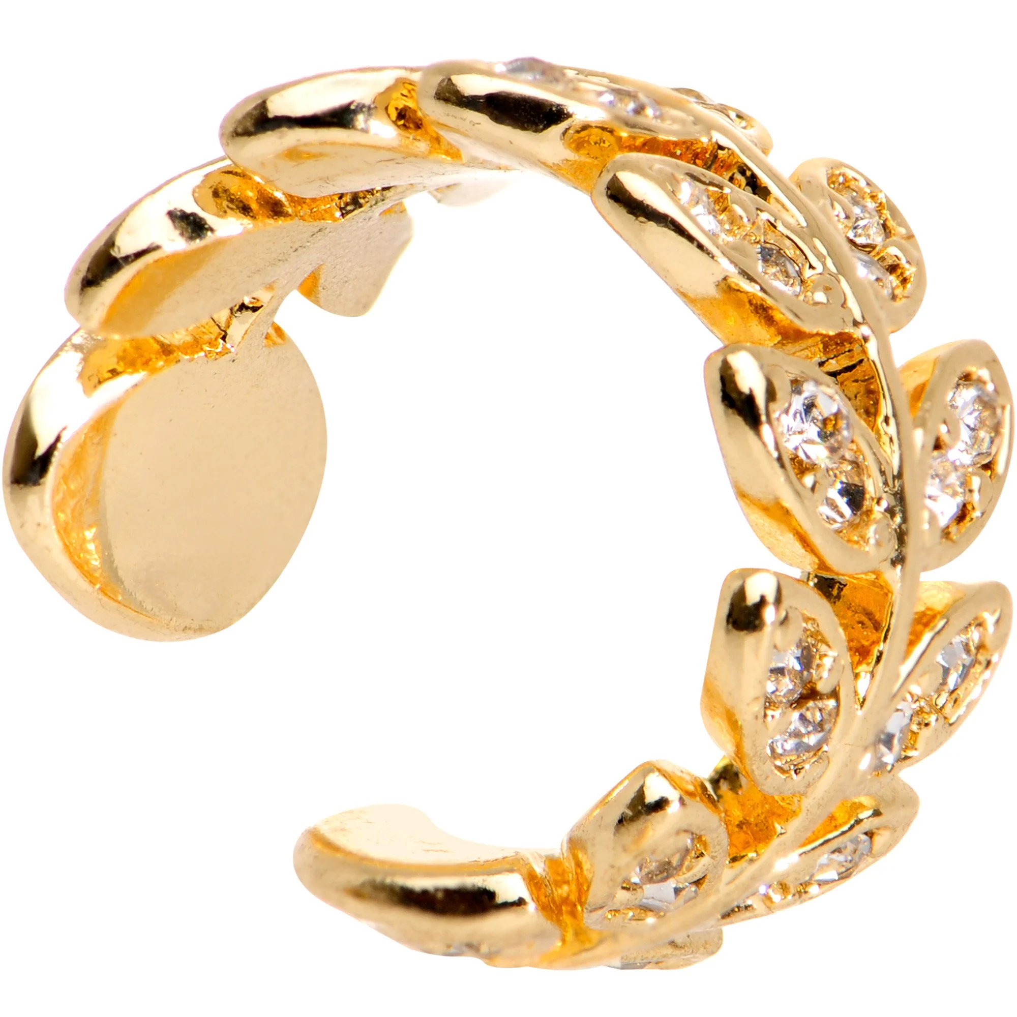 Clear Gem Crown of Leaves Adjustable Ear Cuff - Image 3