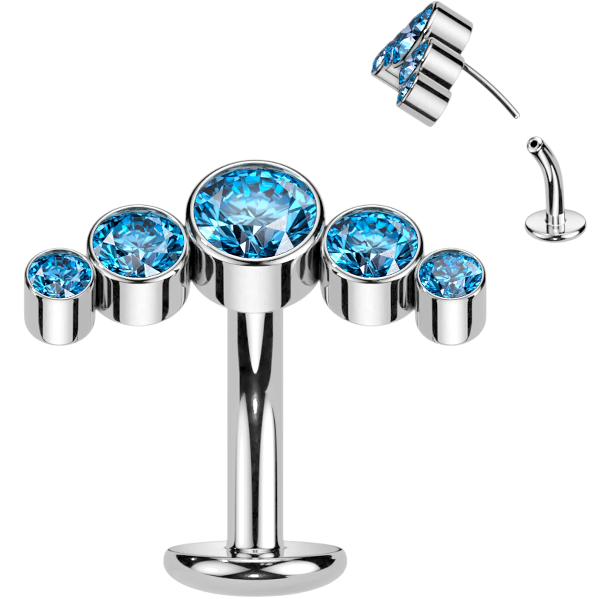 Cubic Zirconia Gem Titanium Curve Threadless Floating Belly Ring - Image 10