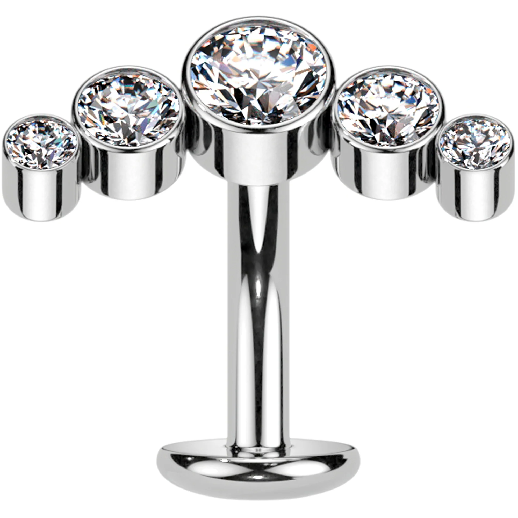 Cubic Zirconia Gem Titanium Curve Threadless Floating Belly Ring - Image 3