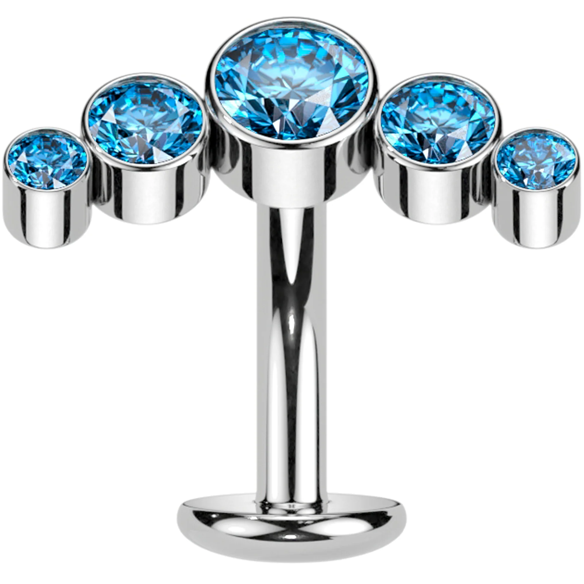 Cubic Zirconia Gem Titanium Curve Threadless Floating Belly Ring - Image 5