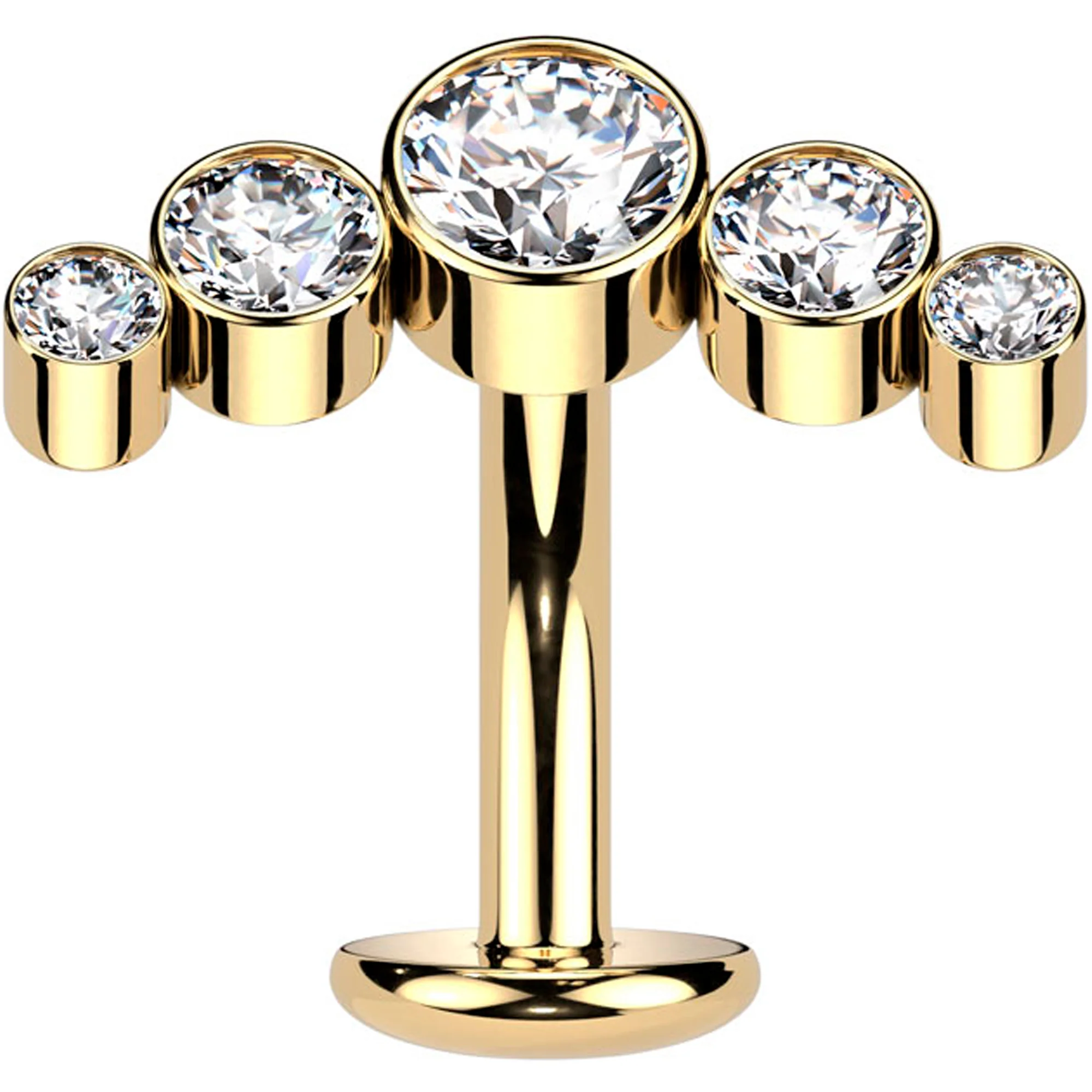 Cubic Zirconia Gem Titanium Curve Threadless Floating Belly Ring - Image 7