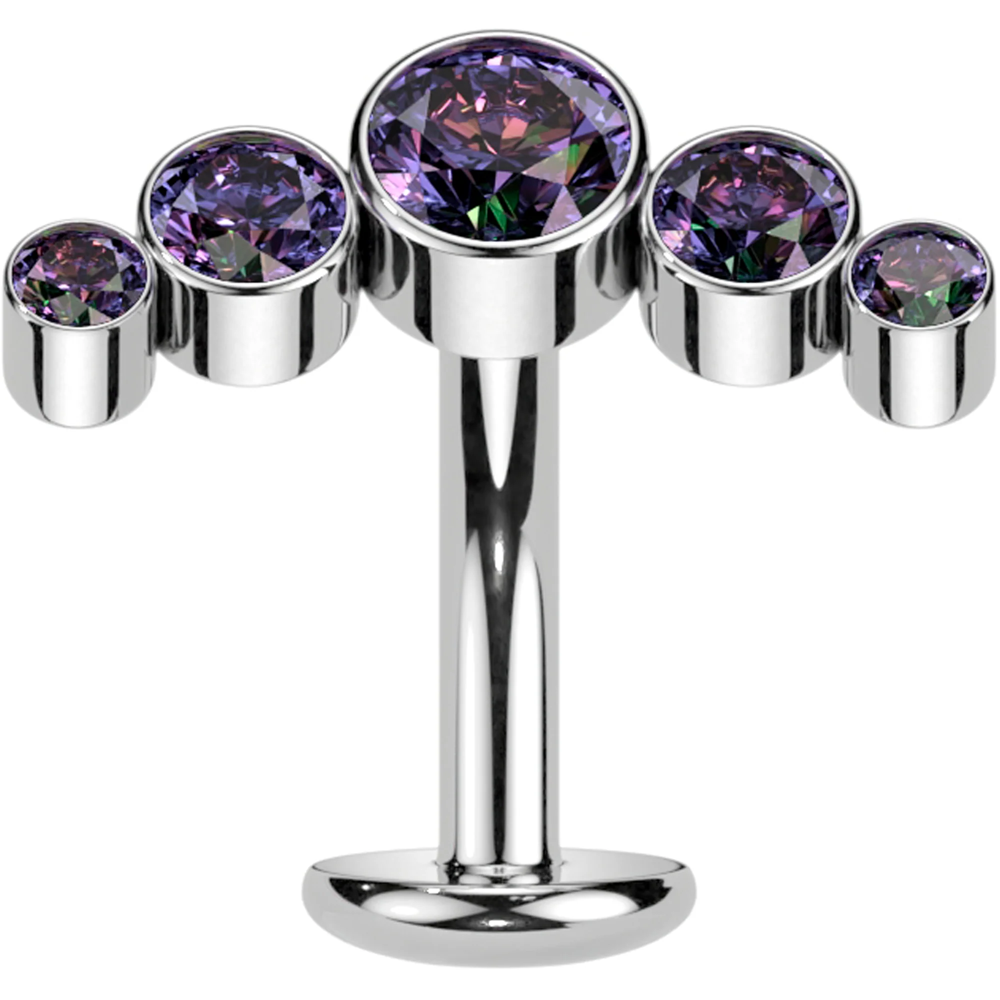 Cubic Zirconia Gem Titanium Curve Threadless Floating Belly Ring - Image 8