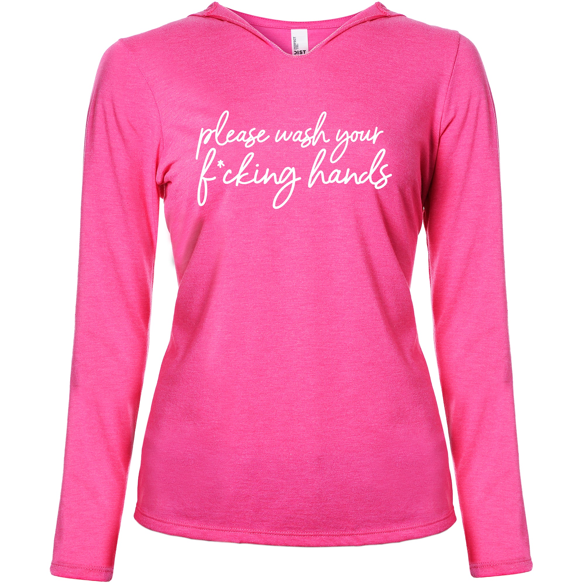 Cursive Please Wash Your F*cking Hands Tapered Long Sleeve Hoodie - Image 2