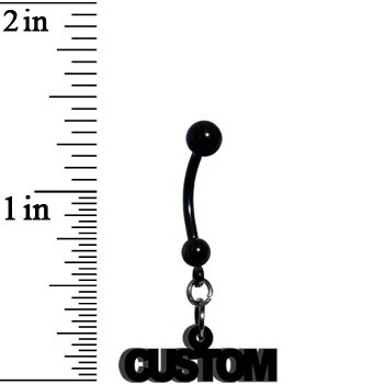 Custom Black Anodized Acrylic Personalized Name Dangle Belly Ring - Image 2