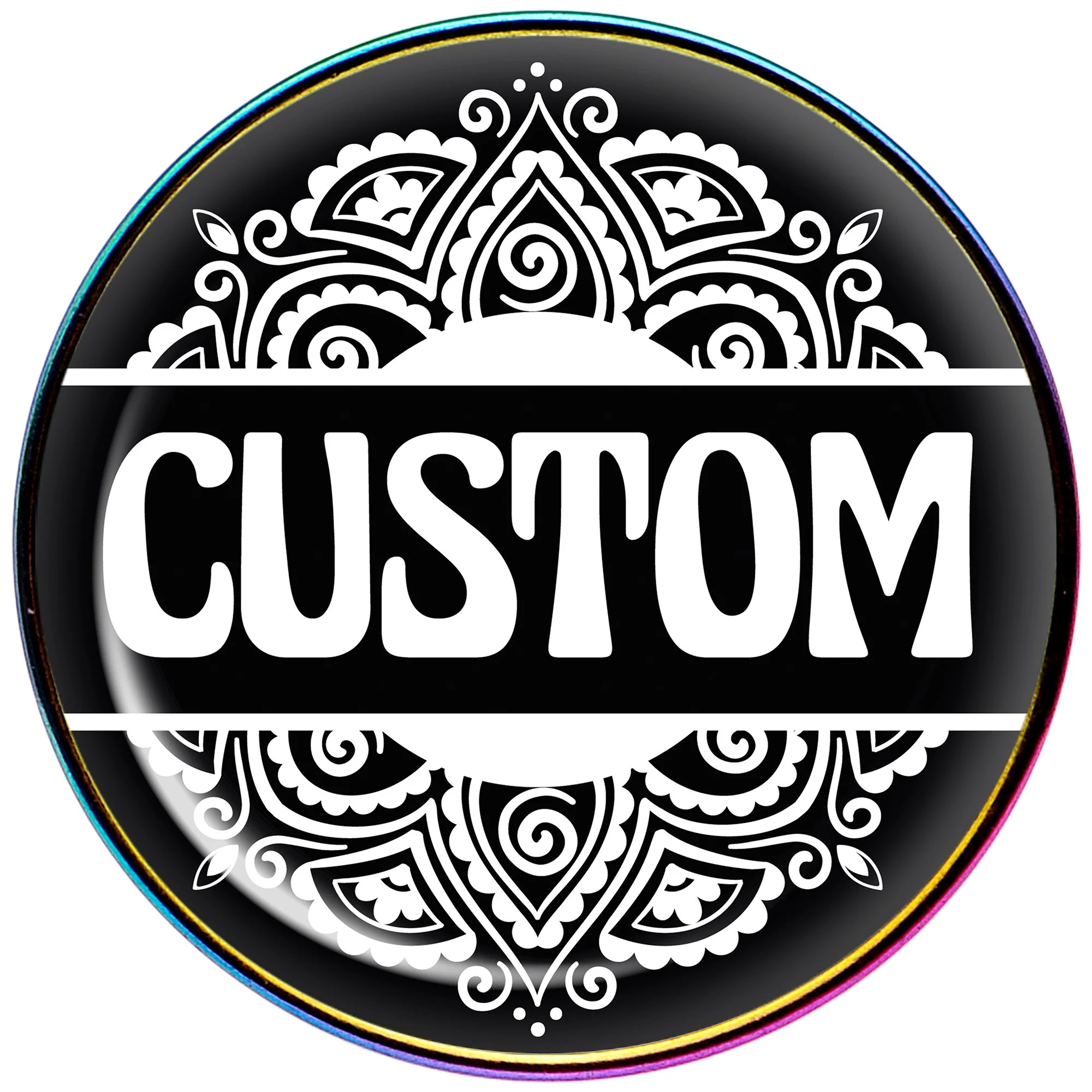 Custom black mandala Personalized Name Rainbow Barbell Tongue Ring - Image 2
