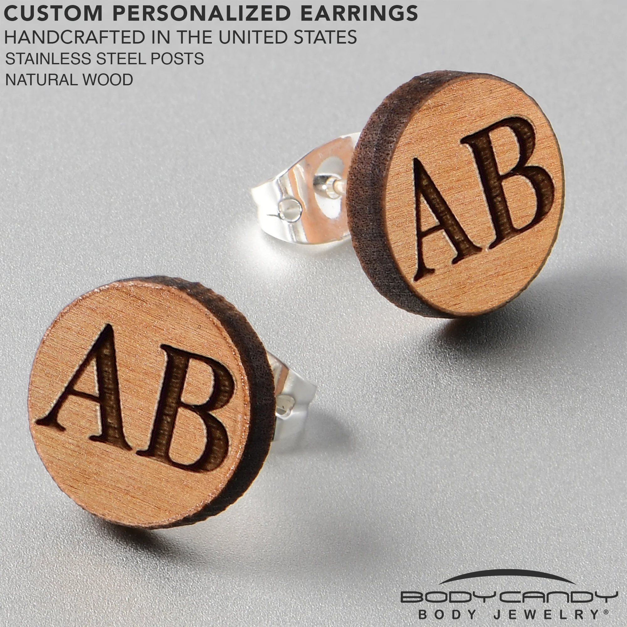 Custom No 1 Earrings Wood Initial Personalized Stud Earrings - Image 8