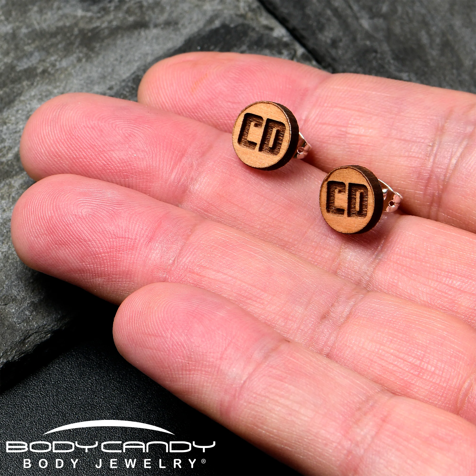 Custom No 2 Earrings Wood Initial Personalized Stud Earrings - Image 4