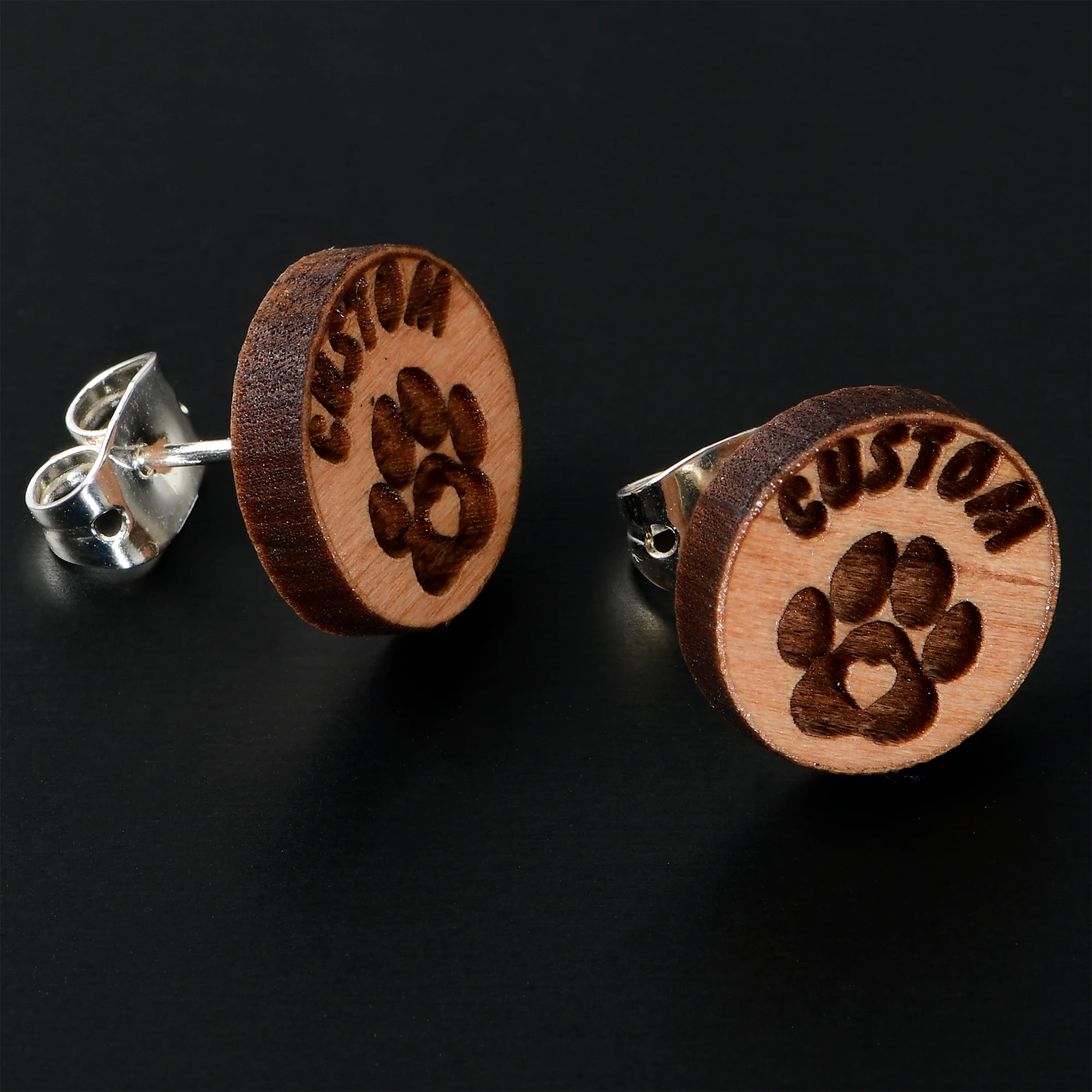 Custom Animal Jewelry Earrings Paw Print Personalized Stud Earrings - Image 2