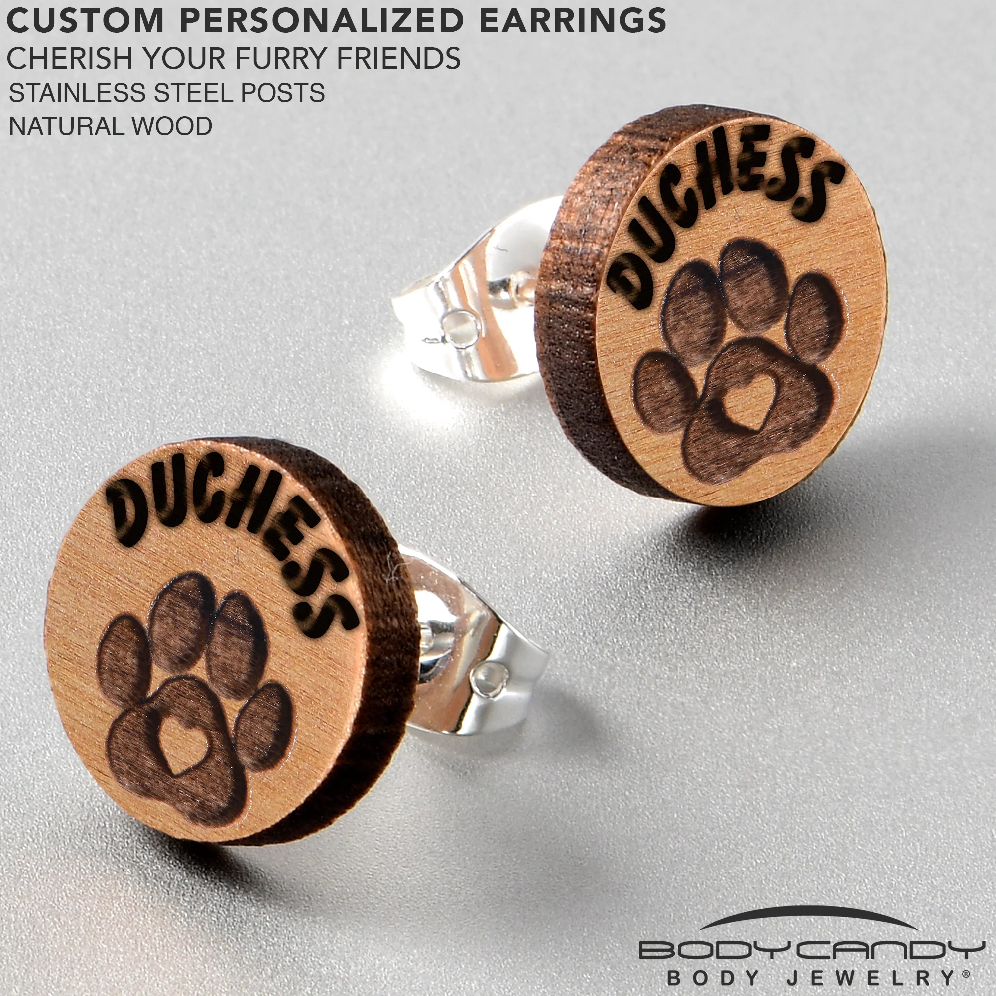 Custom Animal Jewelry Earrings Paw Print Personalized Stud Earrings - Image 8