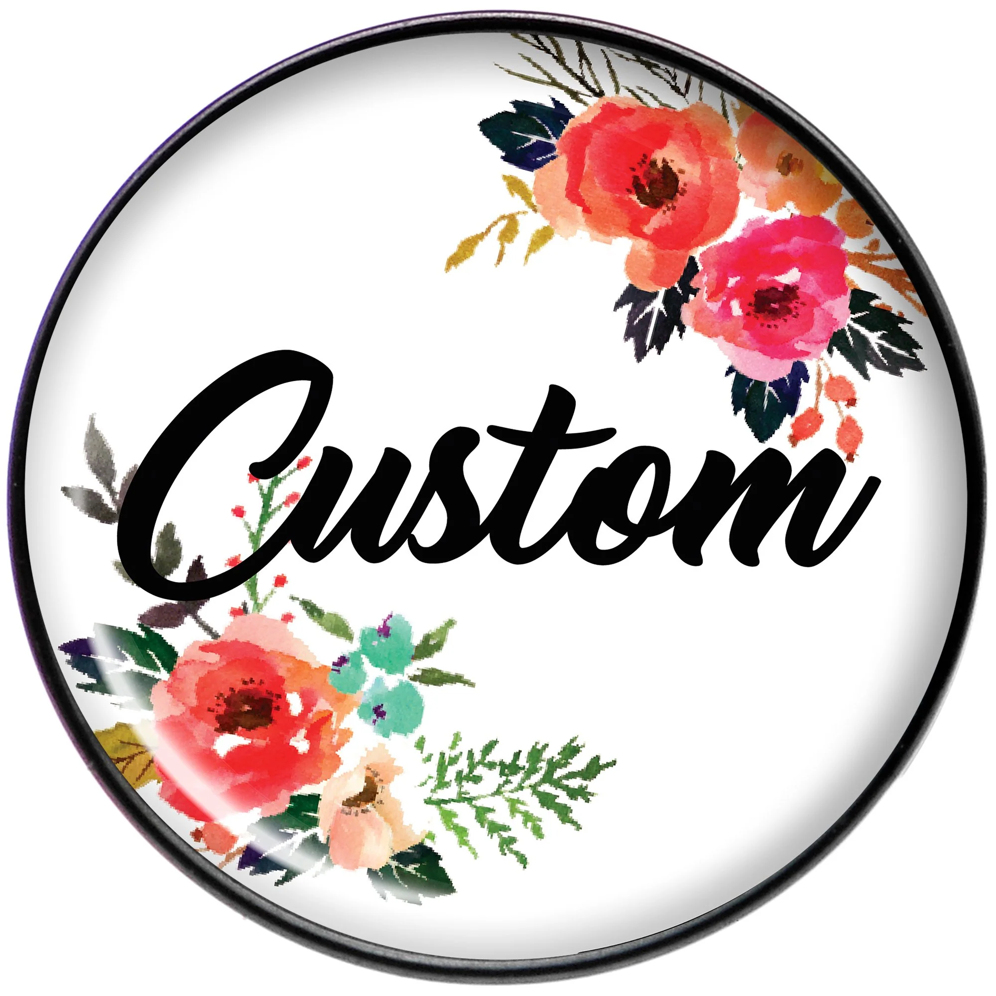 Custom Floral Personalized Name Black Barbell Tongue Ring - Image 2