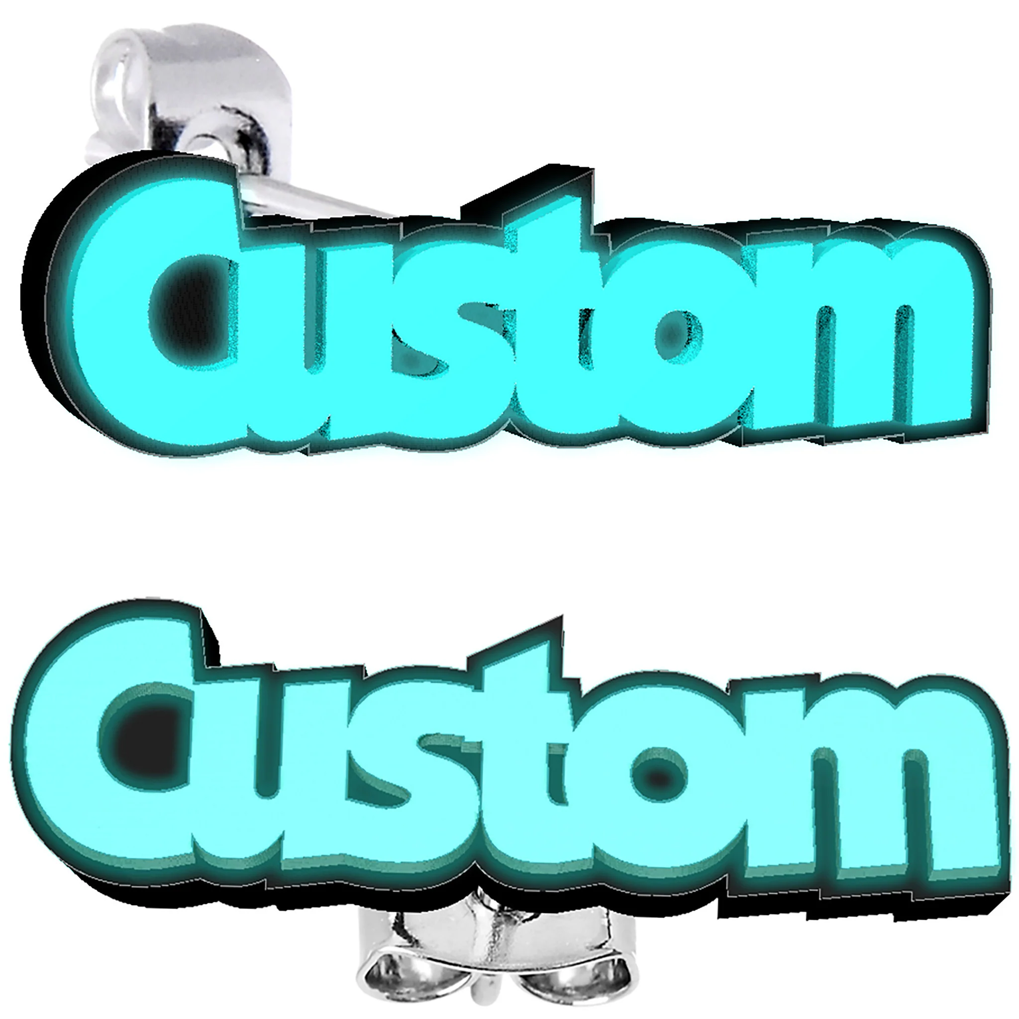 Custom Glow in the Dark Text Personalized Message Stud Earrings - Image 2