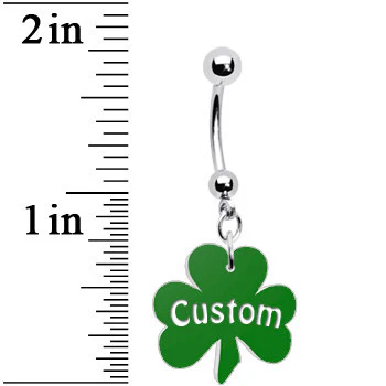 Custom Green Shamrock Saint Patricks Day Dangle Belly Ring - Image 2