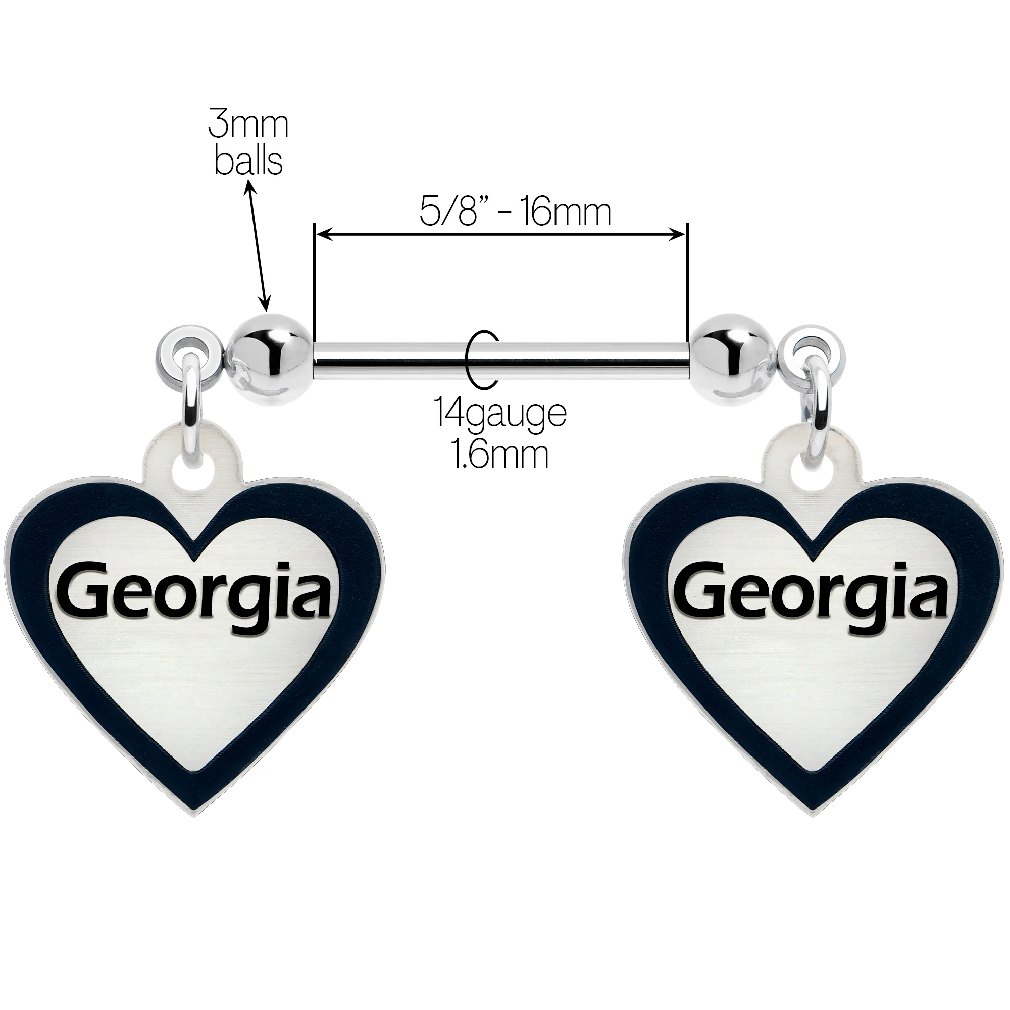 Custom Heart Glow in the Dark Double Personalized Name Dangle Nipple Ring Set - Image 6