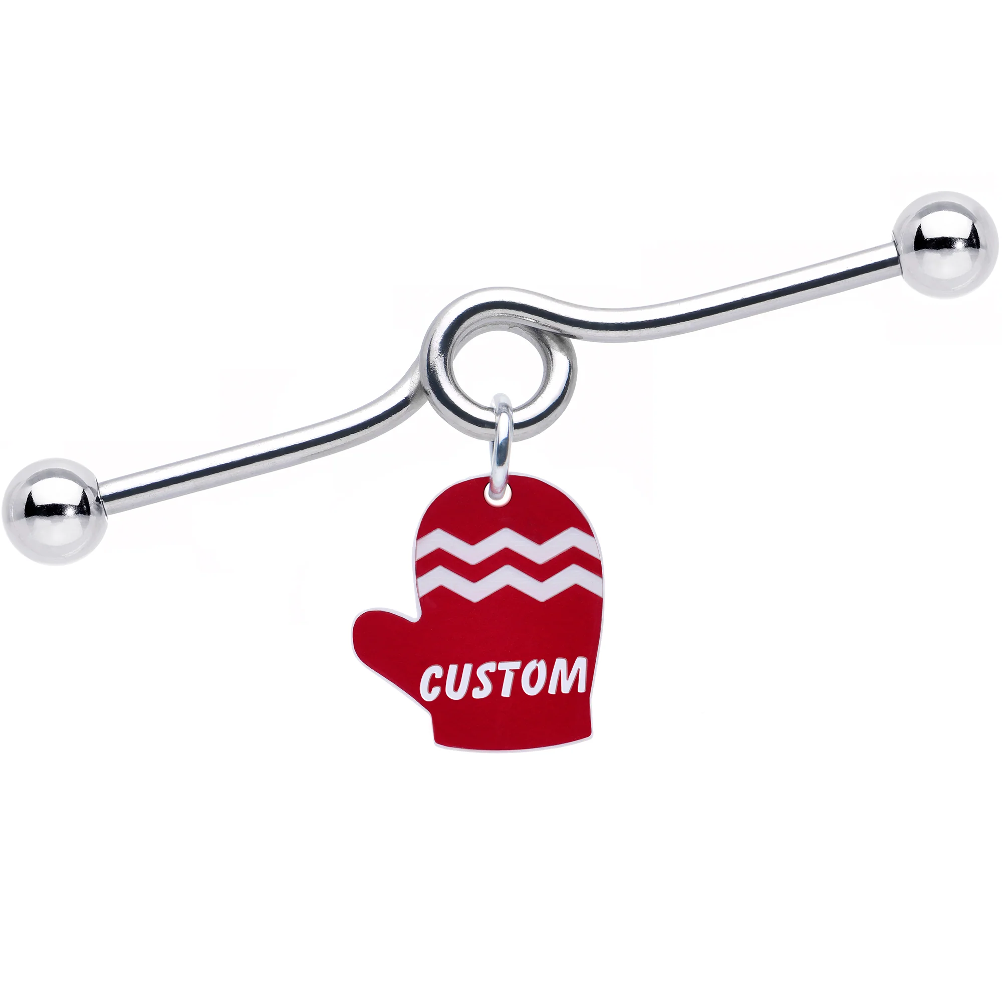 Custom Holiday Mitten Personalized Industrial Barbell - Image 3