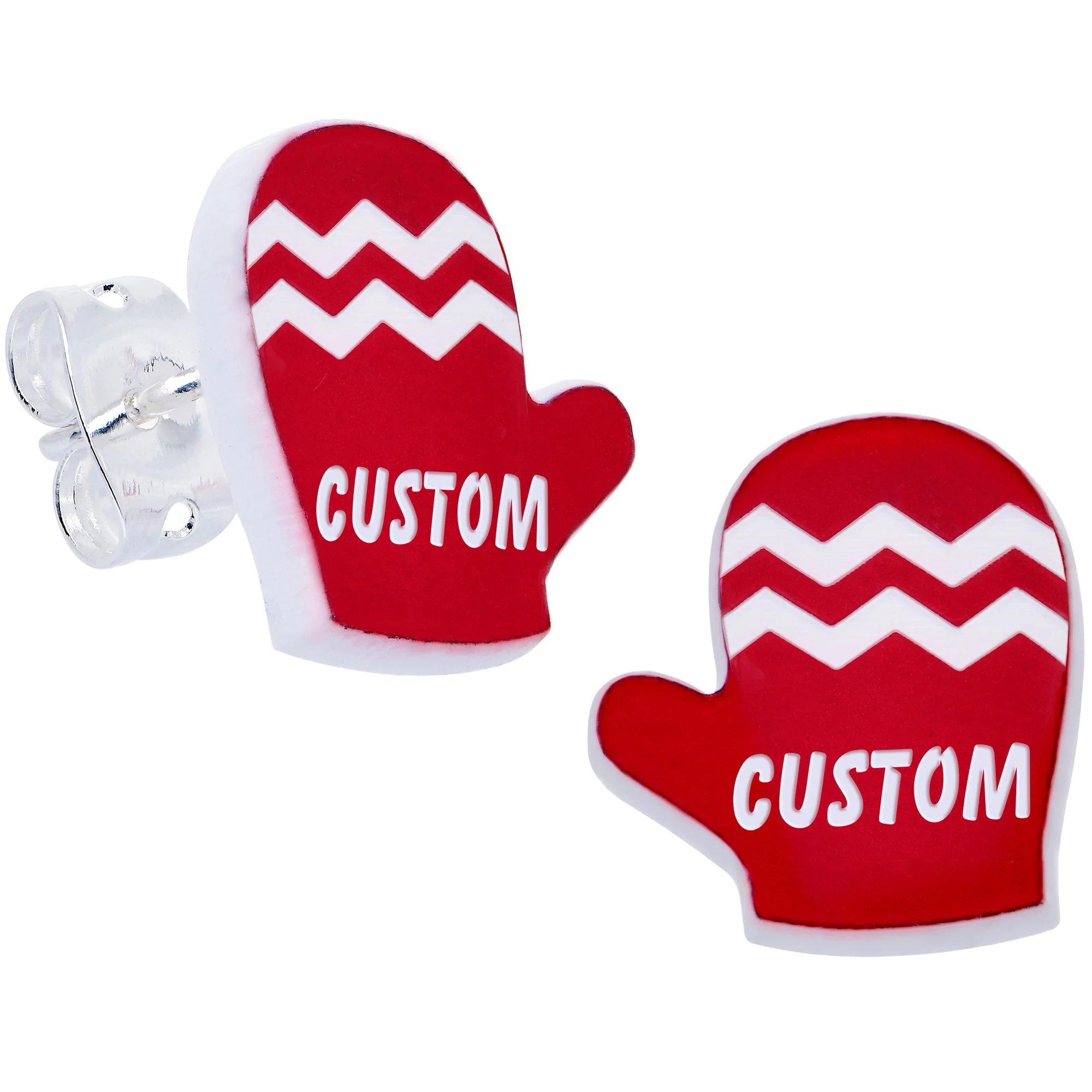 Custom Holiday Mittens Personalized Stud Earrings - Image 2