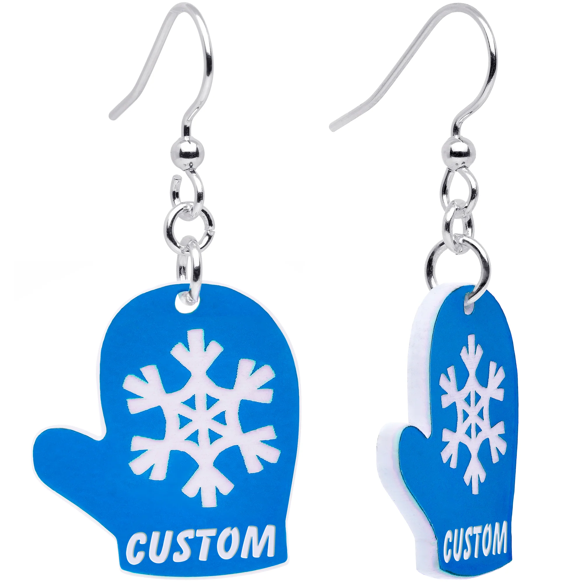 Custom Holiday Mittens Personalized Dangle Earrings - Image 3