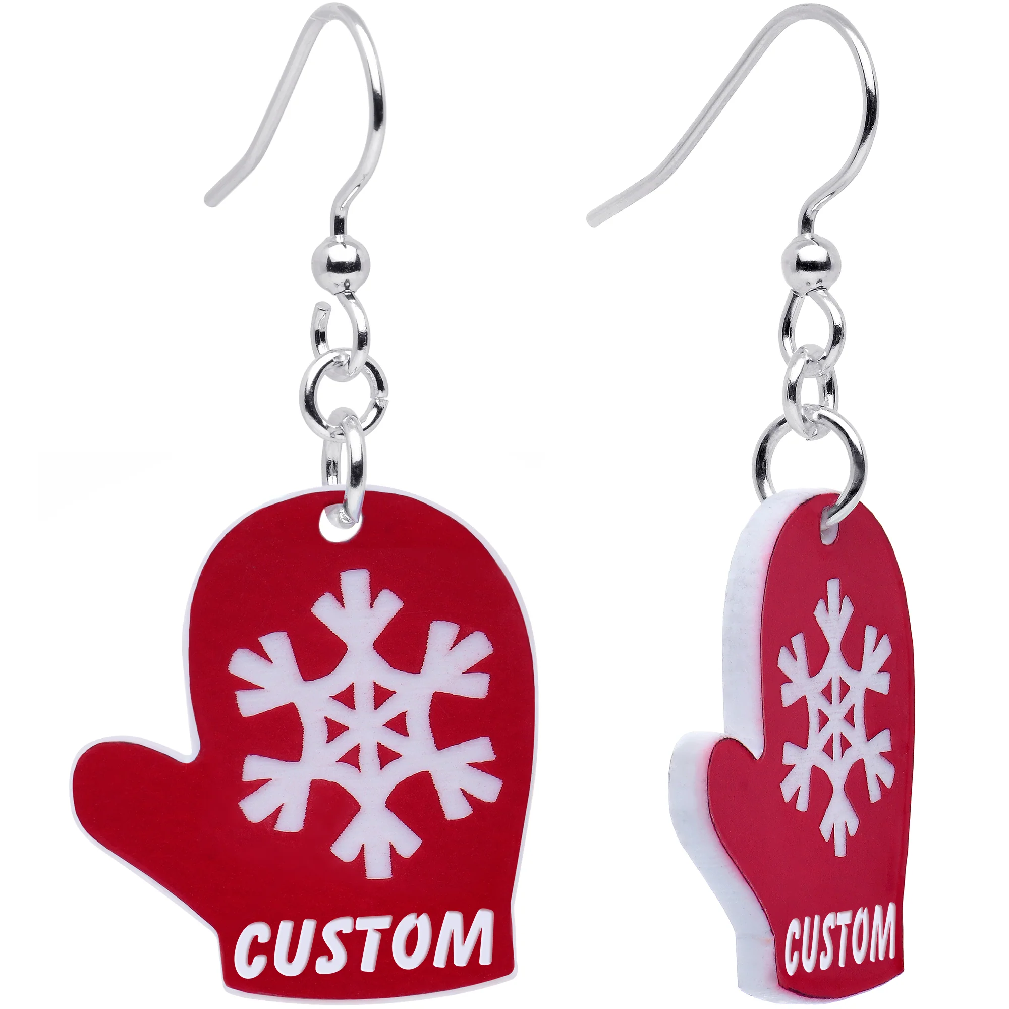Custom Holiday Mittens Personalized Dangle Earrings - Image 5