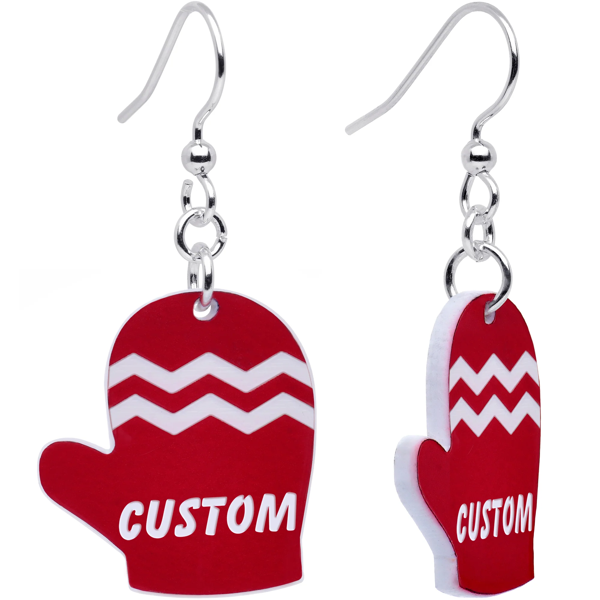 Custom Holiday Mittens Personalized Dangle Earrings - Image 6
