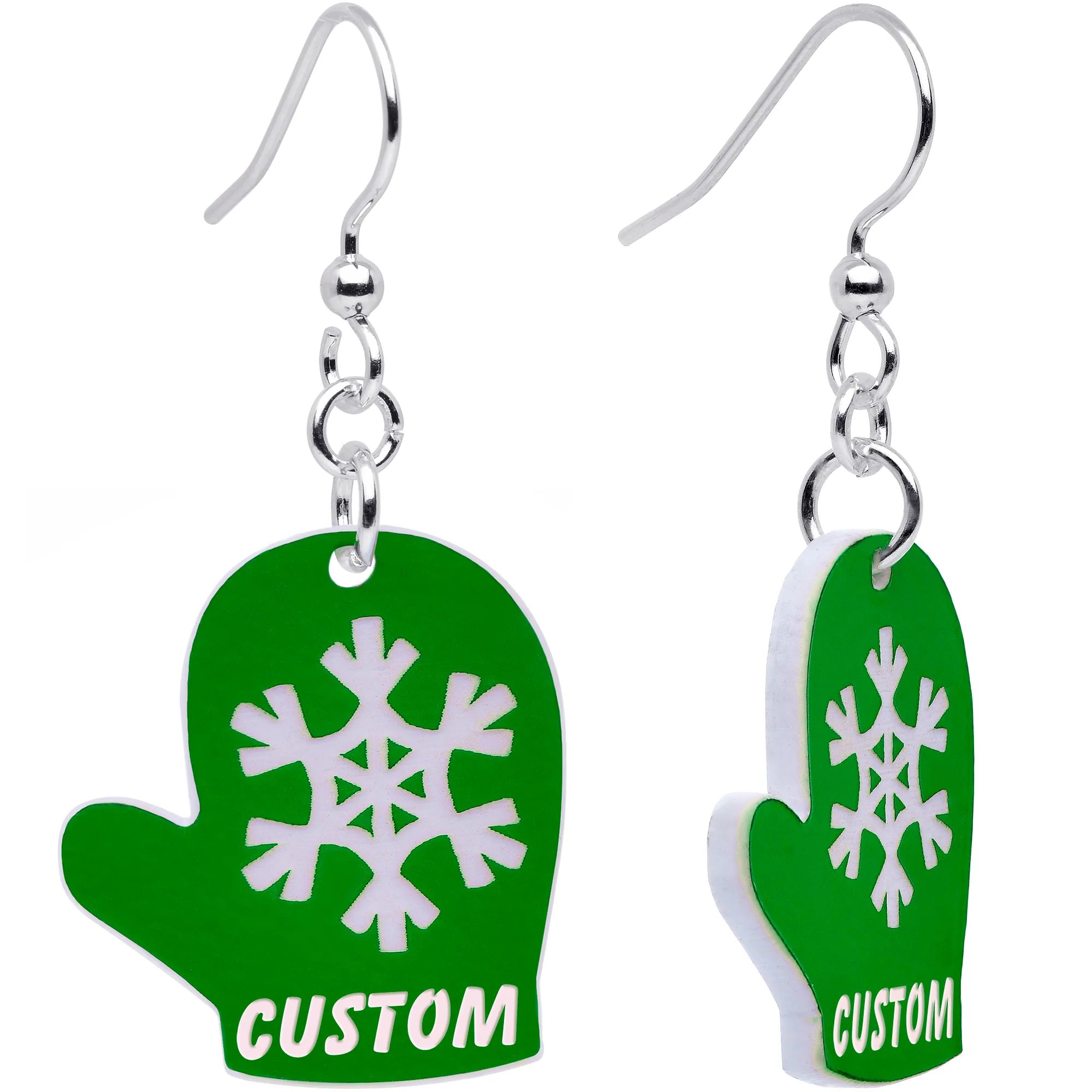 Custom Holiday Mittens Personalized Dangle Earrings - Image 7