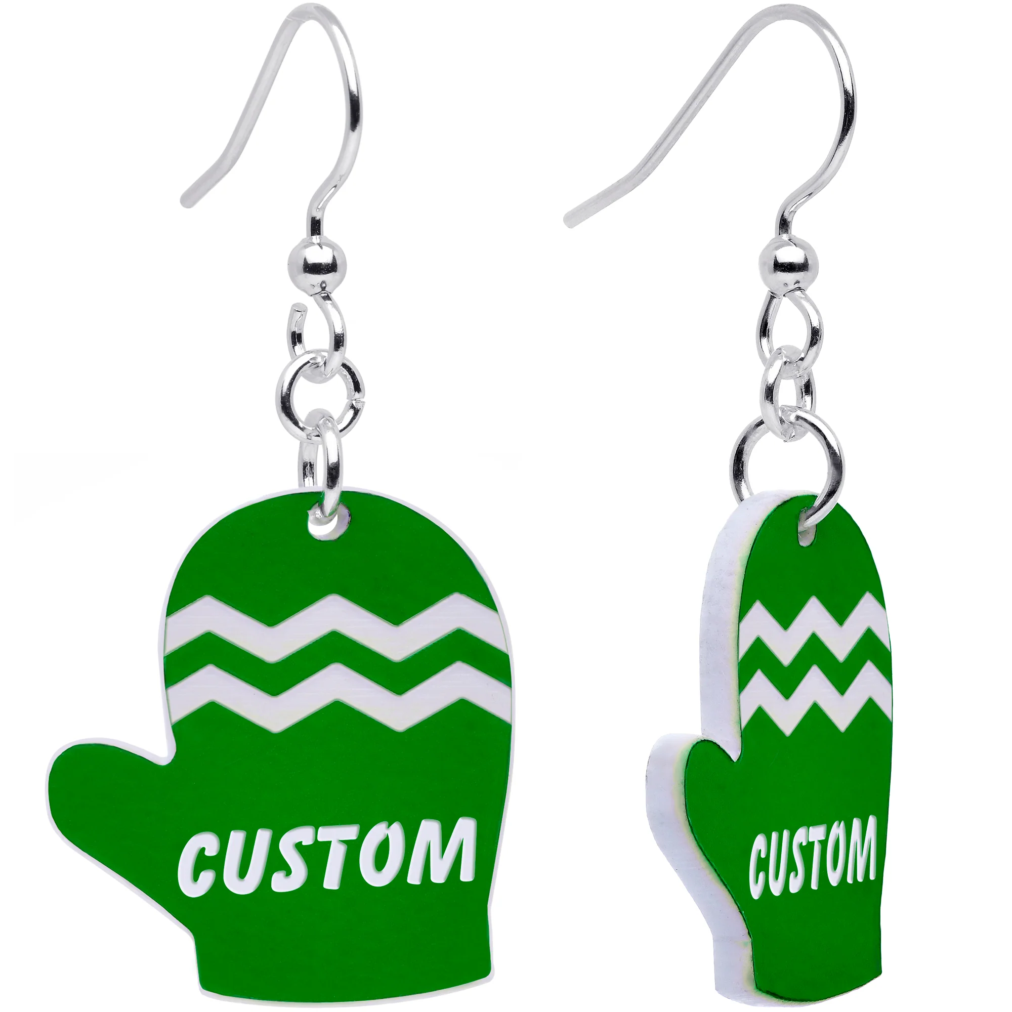 Custom Holiday Mittens Personalized Dangle Earrings - Image 8