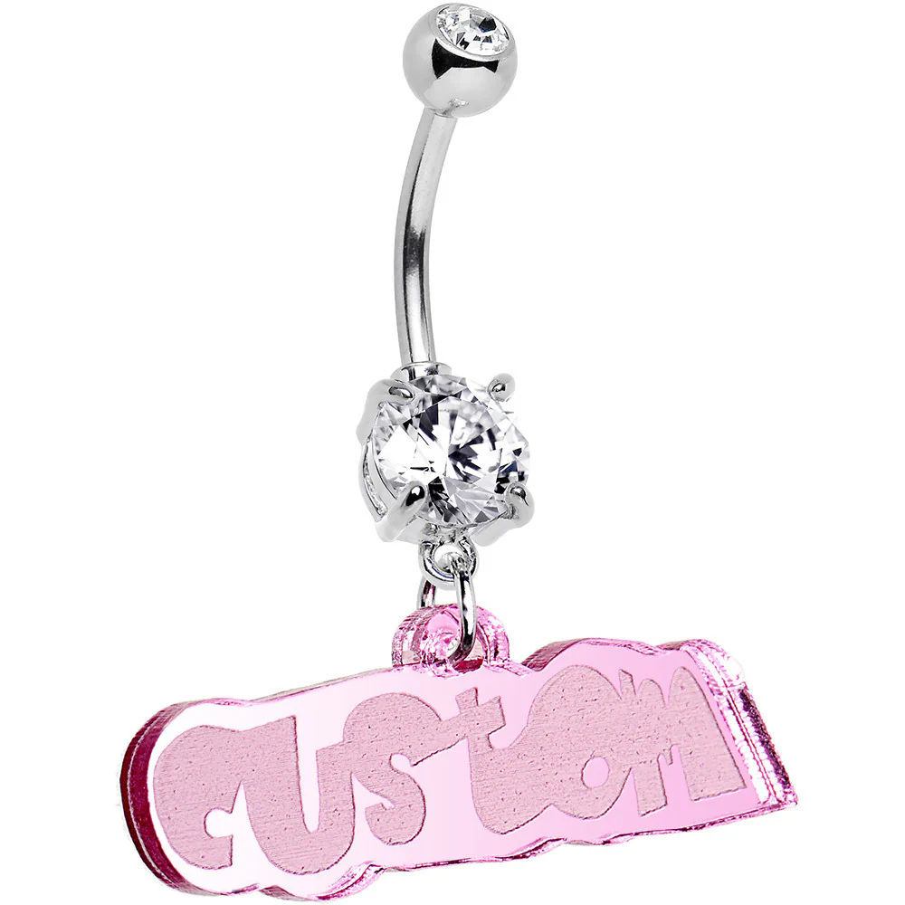 Custom Lucite Fun Personalized Belly Ring Created with Crystals - Image 2