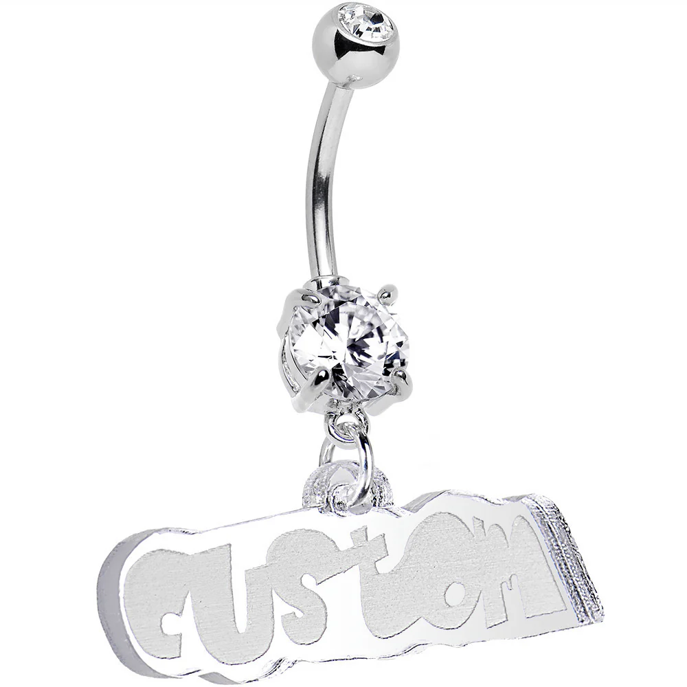 Custom Lucite Fun Personalized Belly Ring Created with Crystals - Image 3