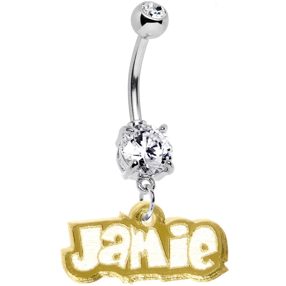 Custom Lucite Fun Personalized Belly Ring Created with Crystals - Image 5