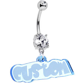 Custom Lucite Fun Personalized Belly Ring Created with Crystals - Image 6