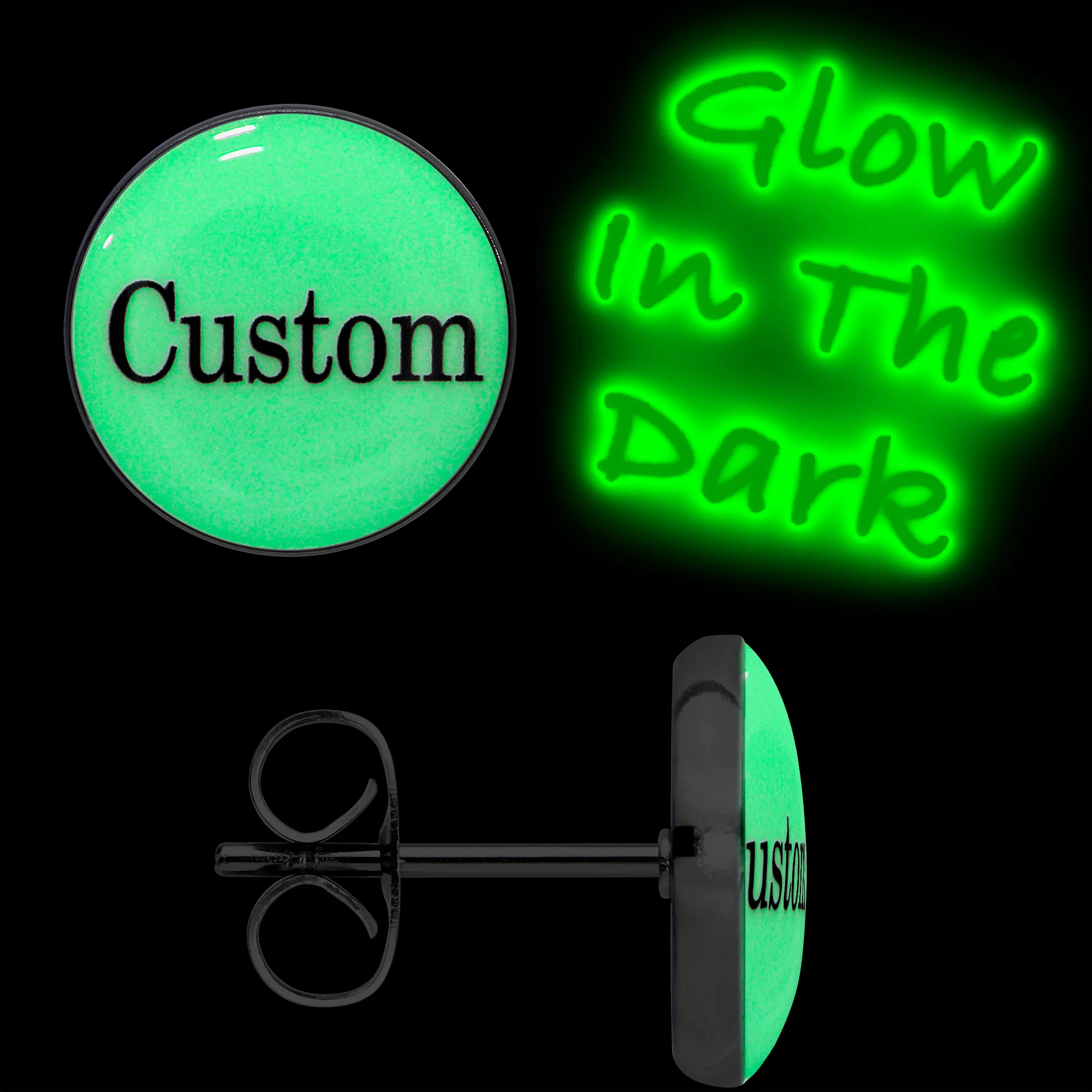 Custom Personalized Glow in the Dark Stud Earrings - Image 3