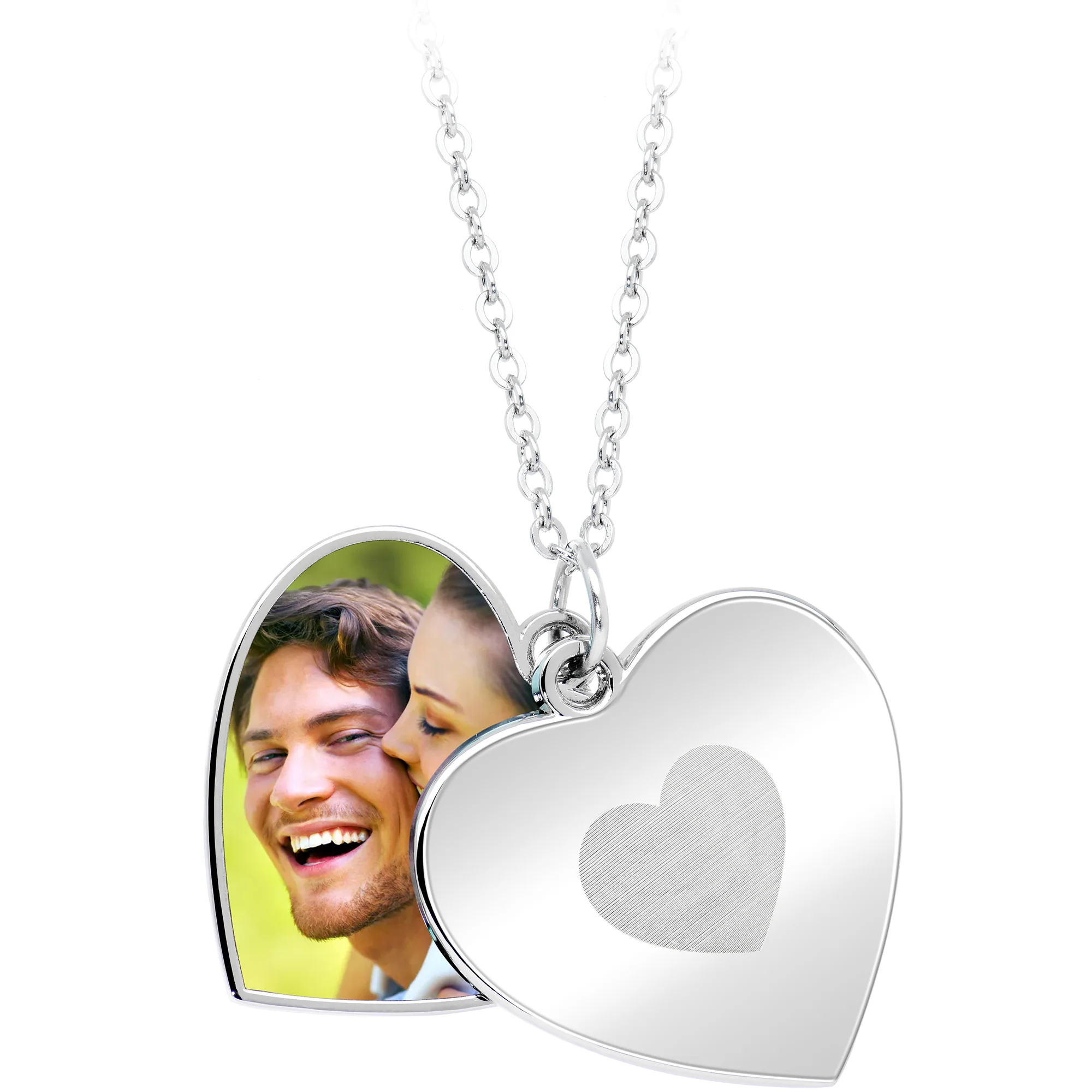 Custom Photo Sliding Locket Heart Pendant Necklace - Image 2