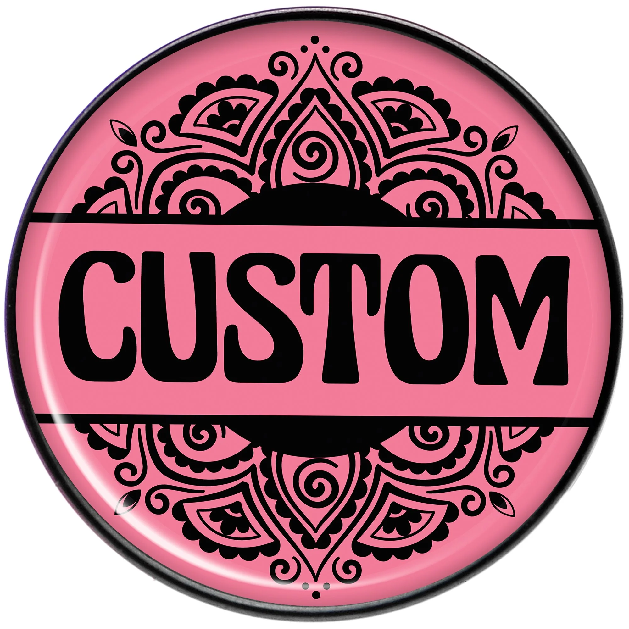 Custom Pink Mandala Personalized Name Black Barbell Tongue Ring - Image 2