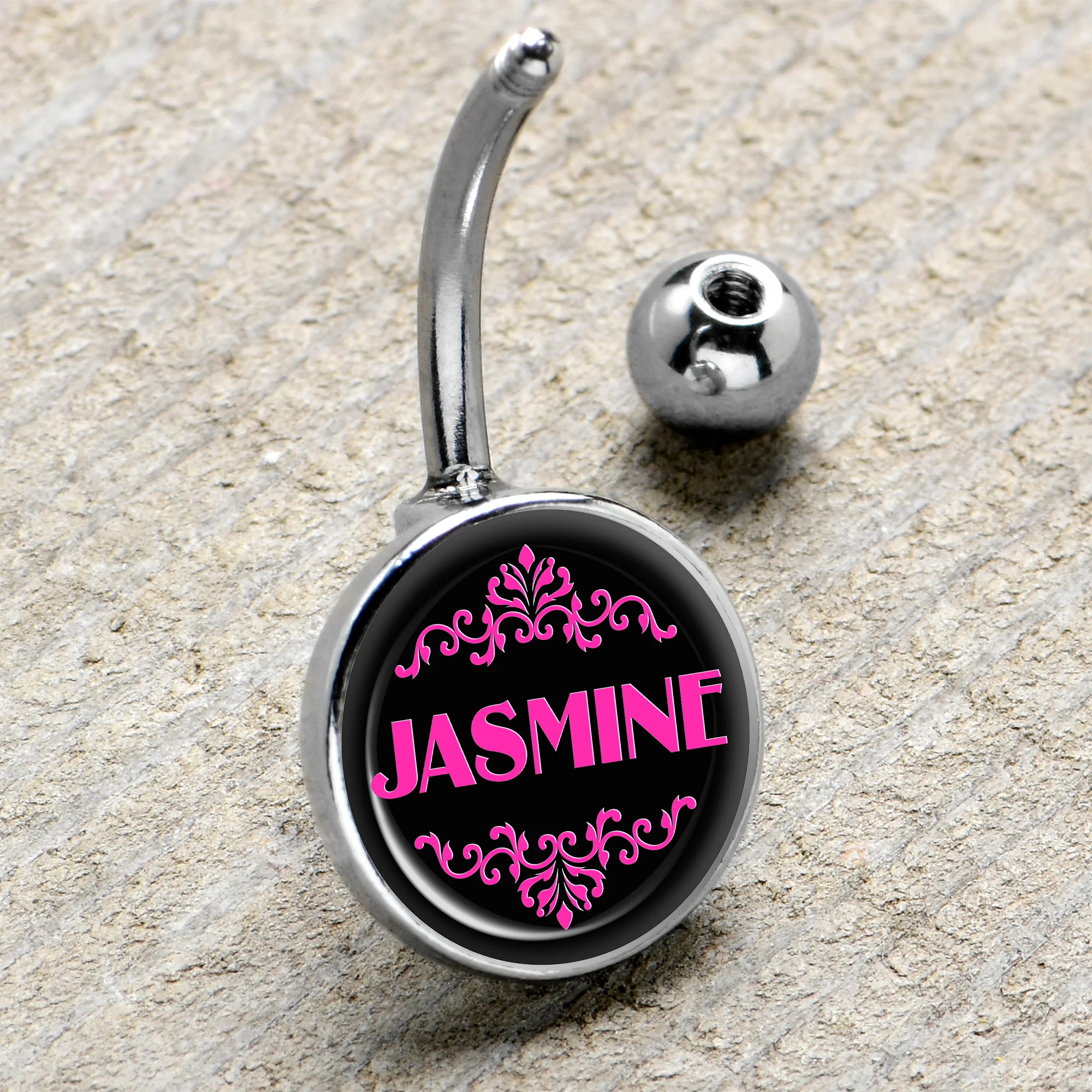 Custom Pink Personalized Name Belly Ring - Image 4